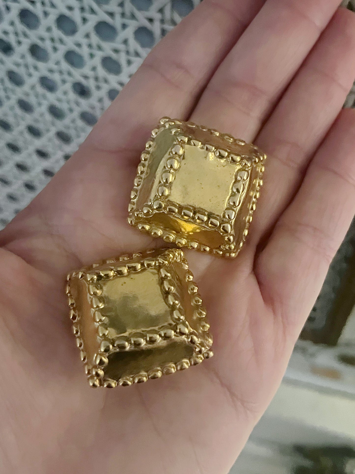 Puffy Square Clip On Earrings