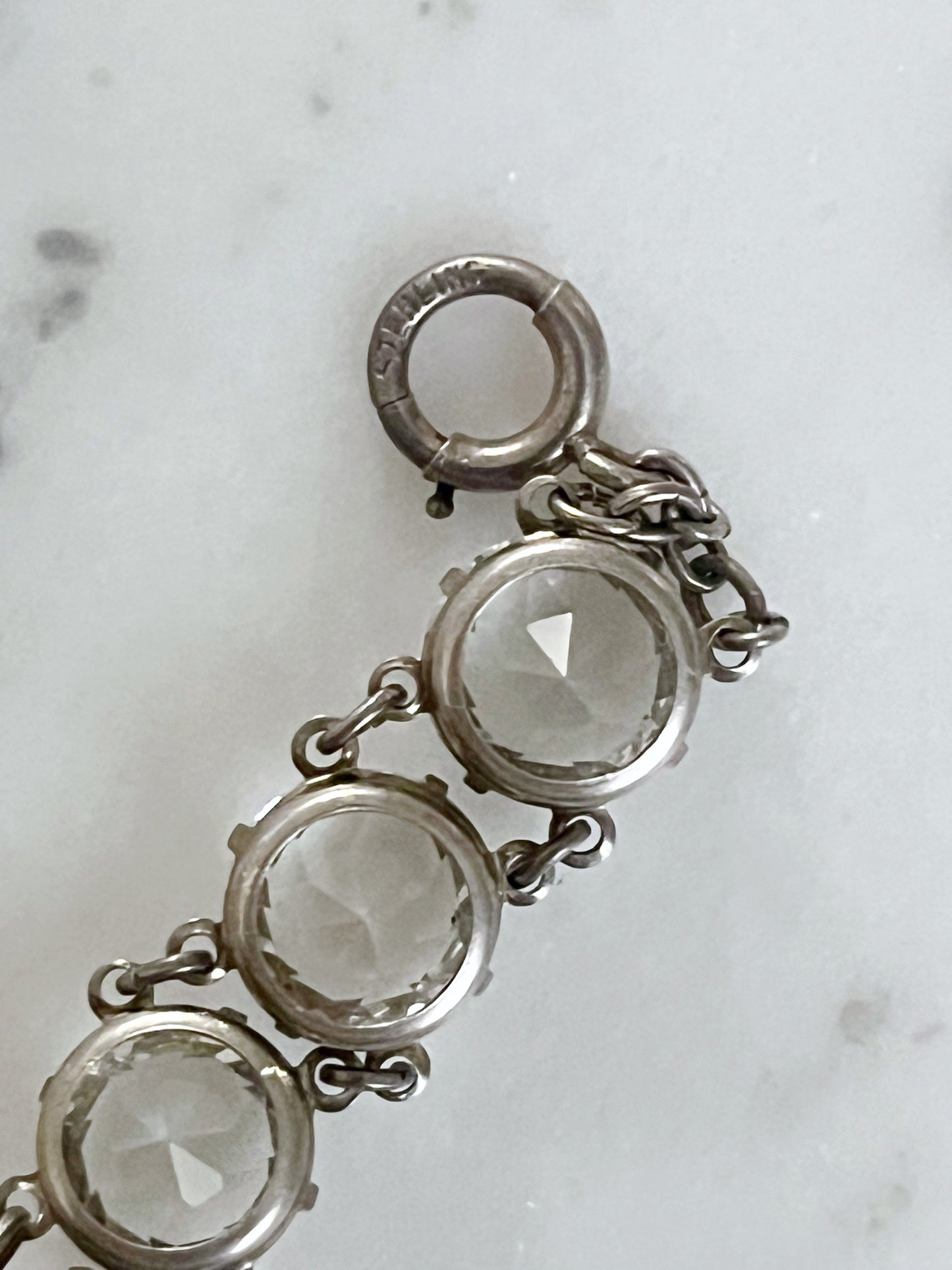 Art Deco Sterling Crystal Paste Bracelet