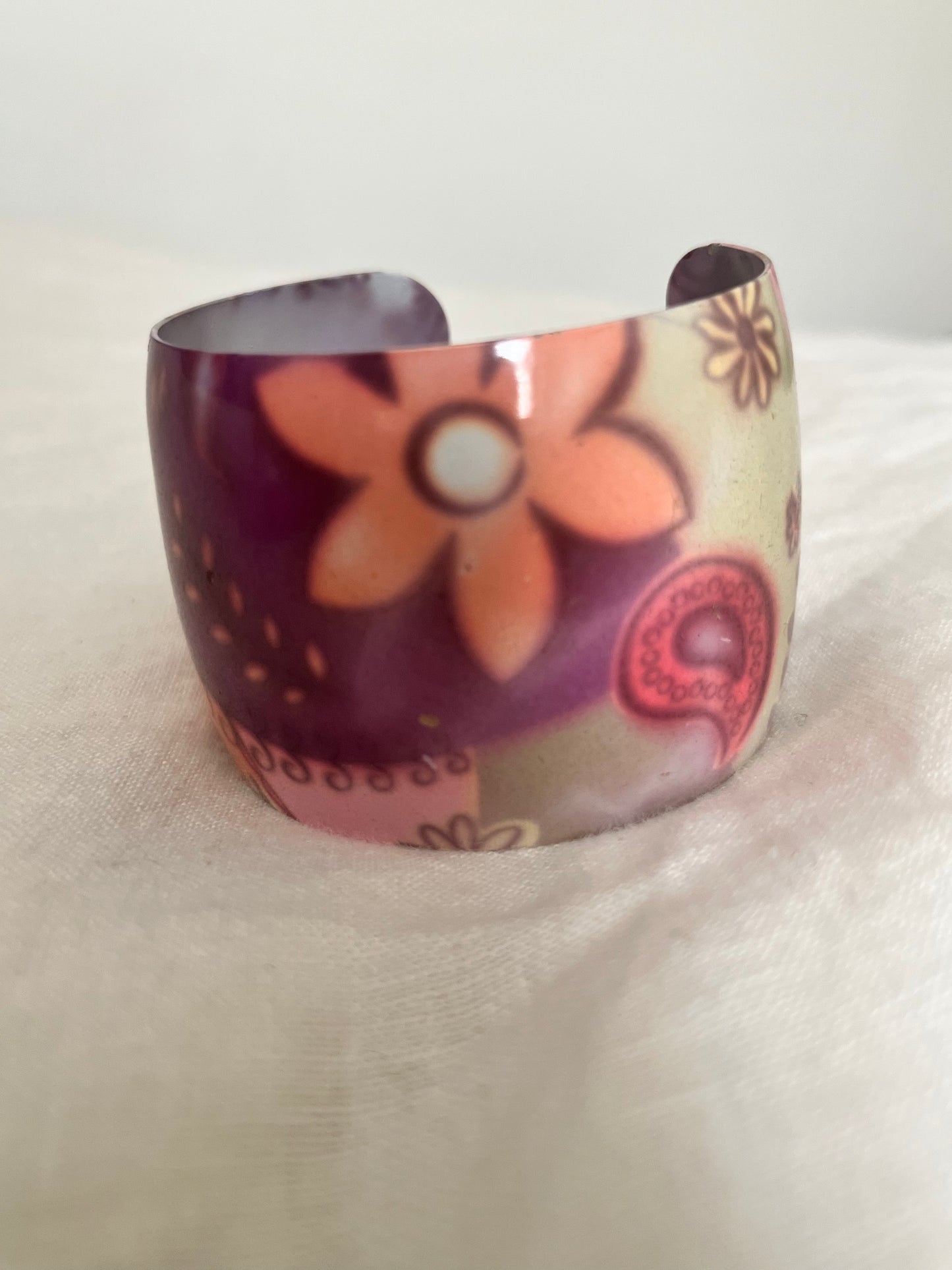 Enameled Charm Cuff Bracelet