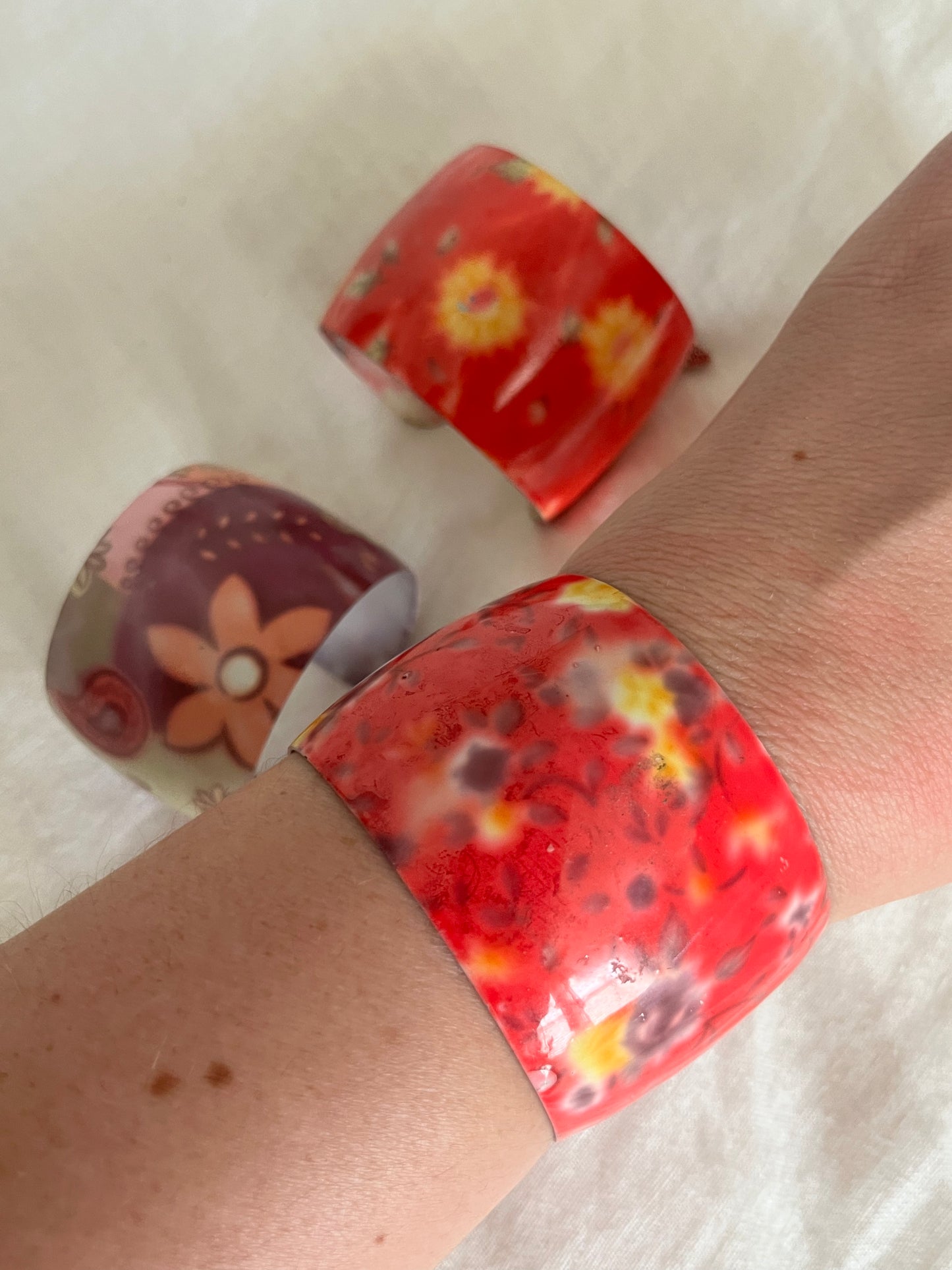 Enameled Charm Cuff Bracelet