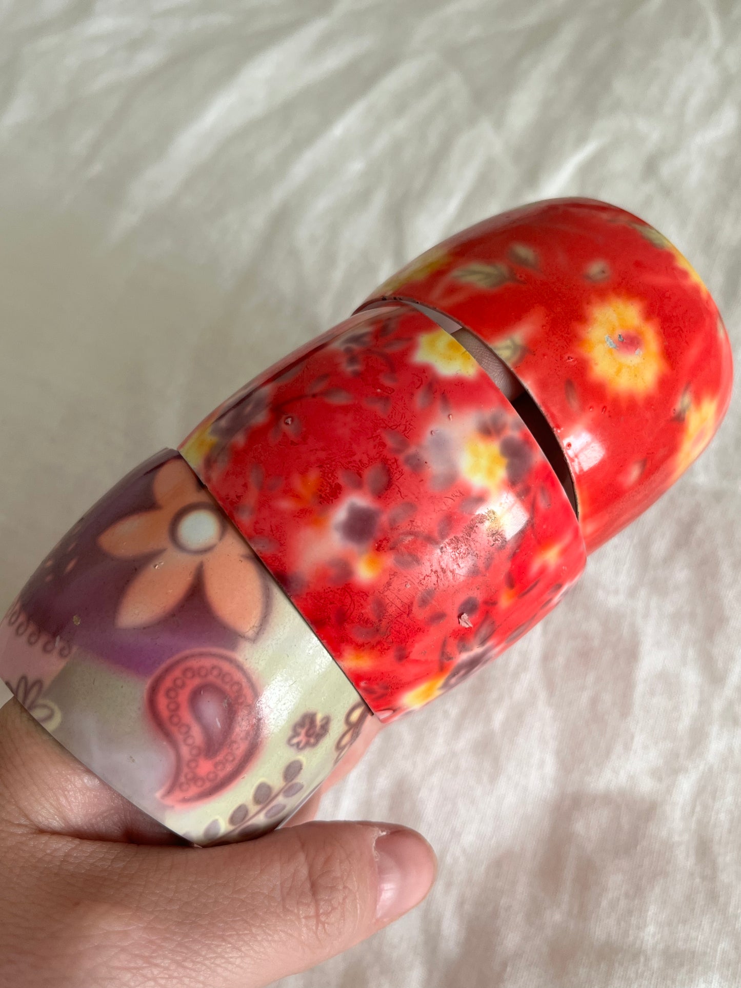 Enameled Charm Cuff Bracelet