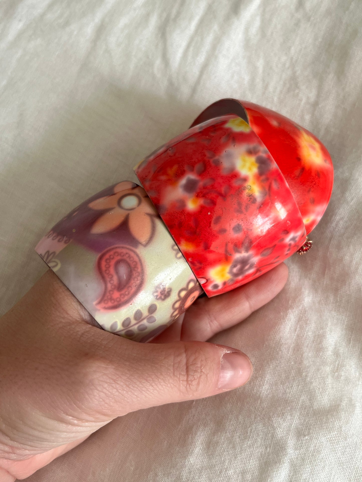 Enameled Charm Cuff Bracelet