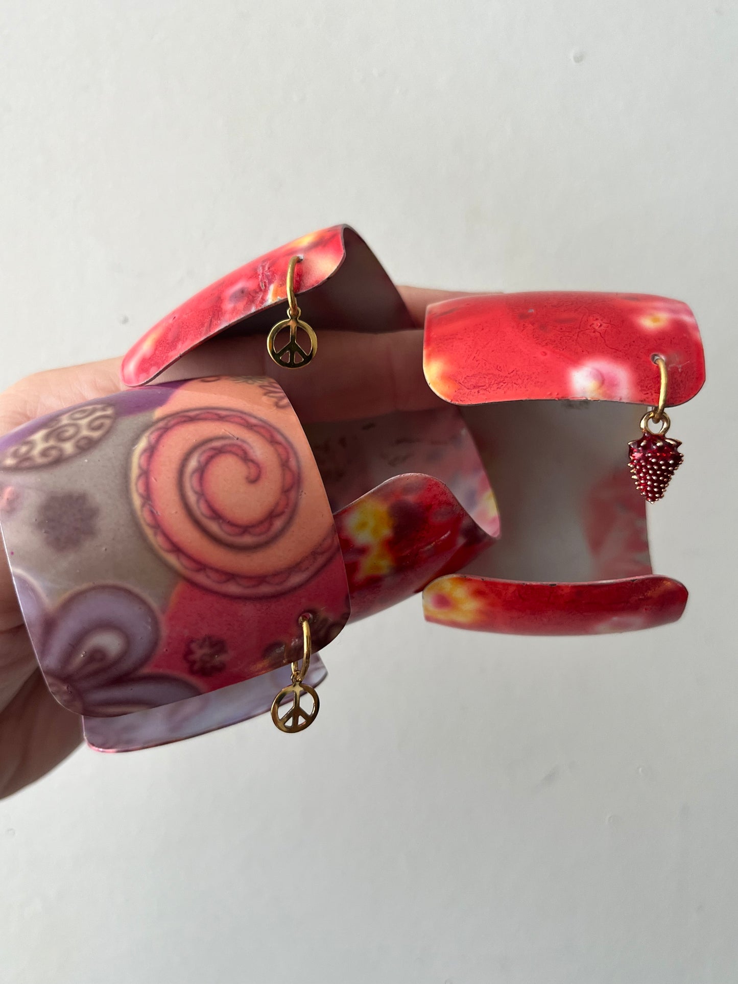 Enameled Charm Cuff Bracelet