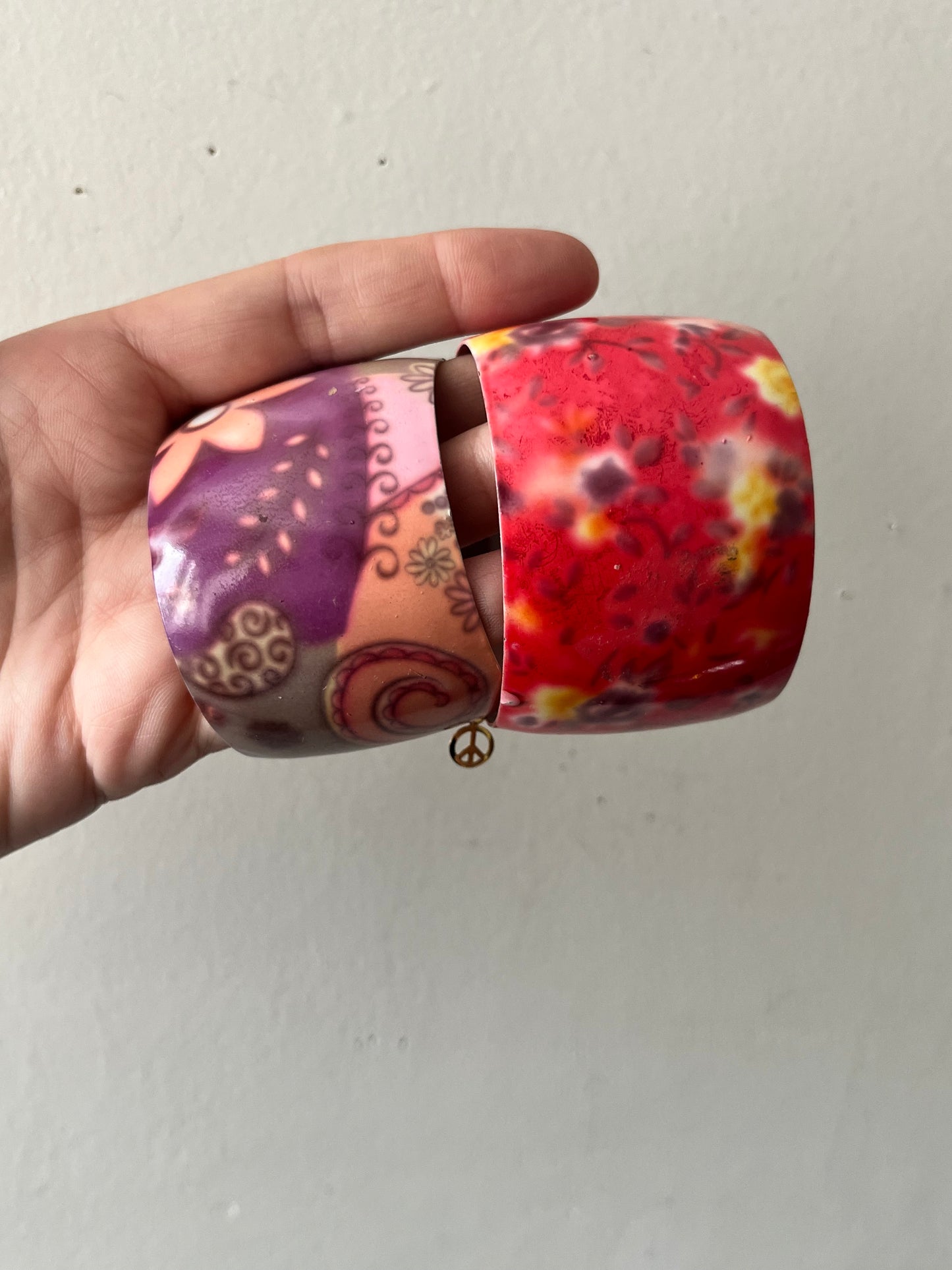 Enameled Charm Cuff Bracelet