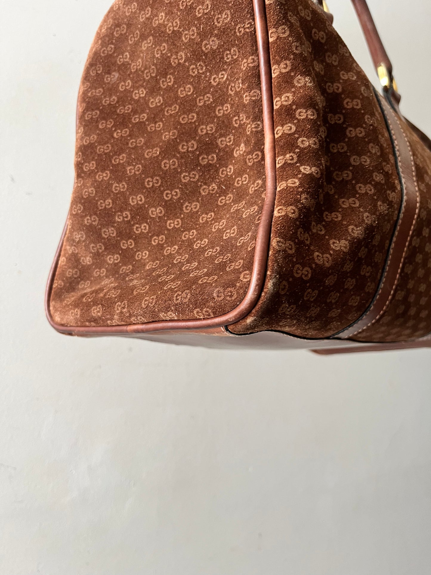 Gucci Suede Boston Handbag Purse