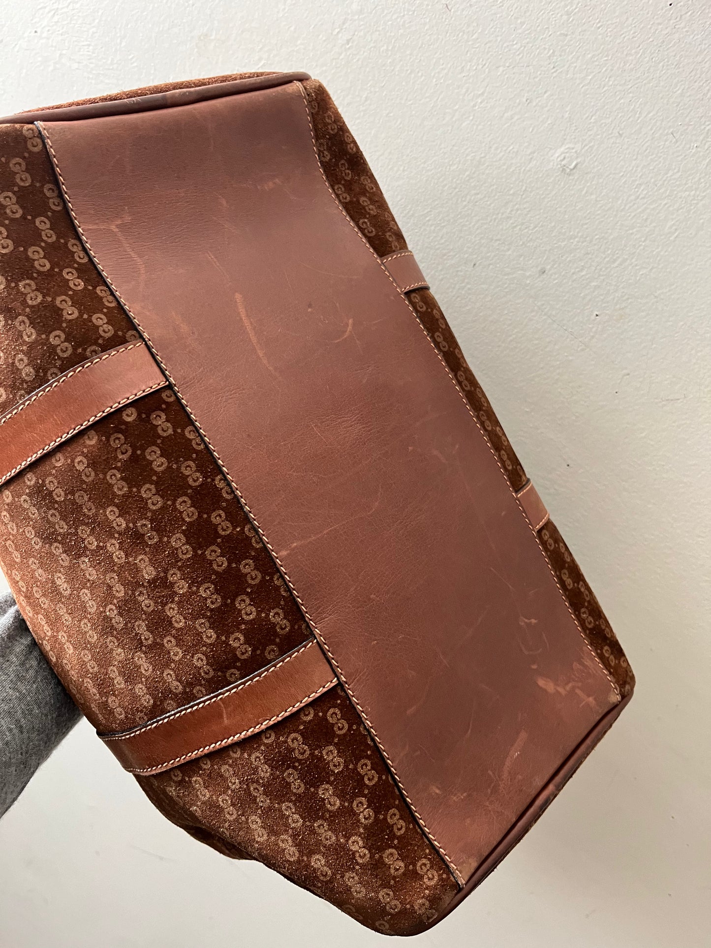 Gucci Suede Boston Handbag Purse
