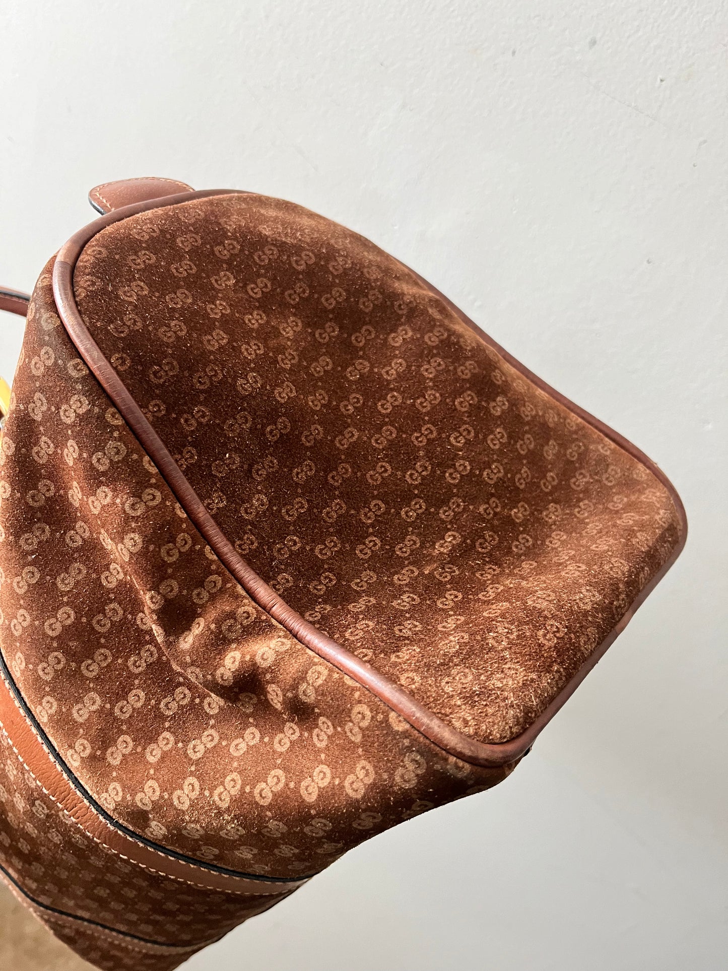 Gucci Suede Boston Handbag Purse