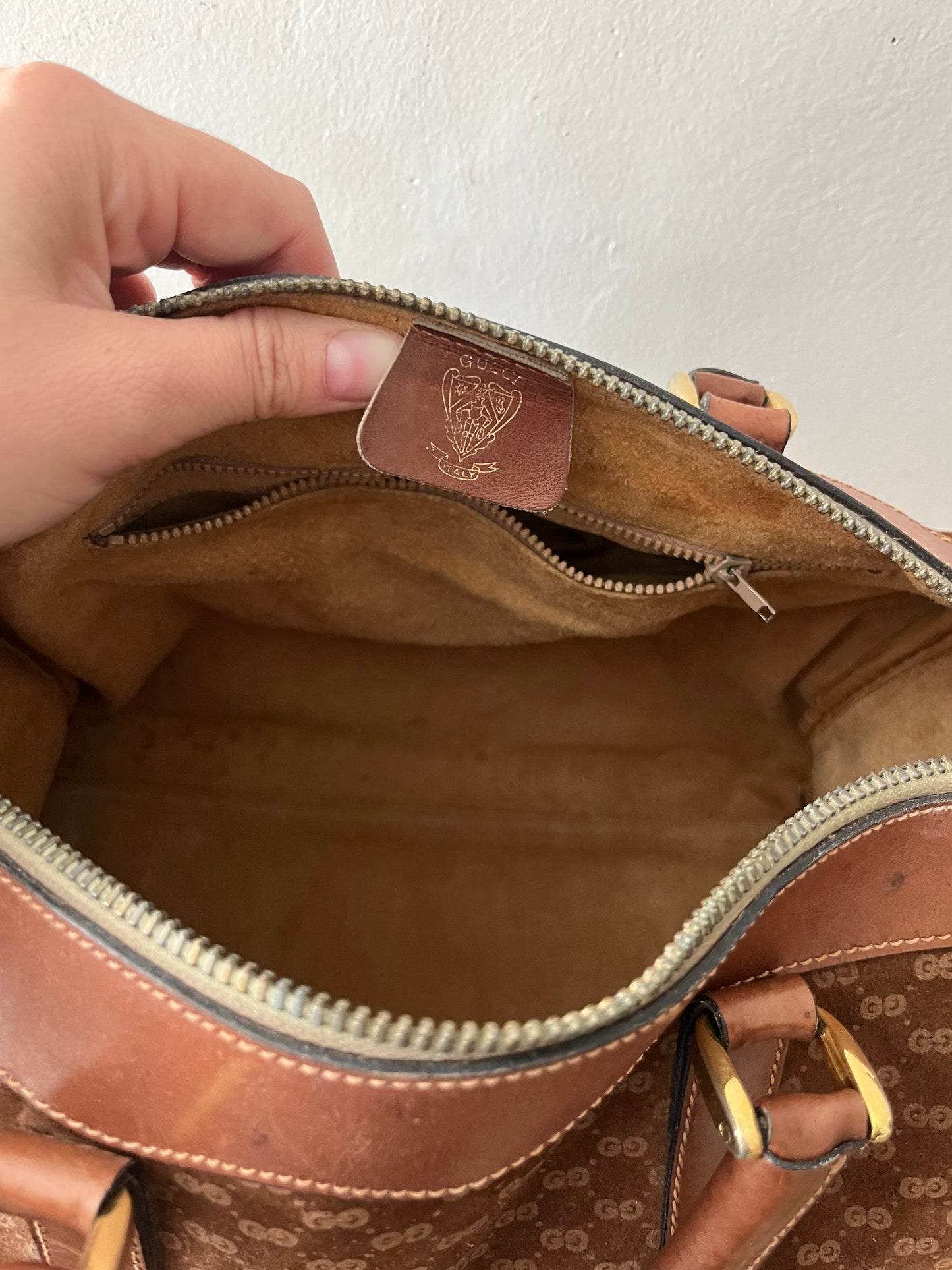 Gucci Suede Boston Handbag Purse