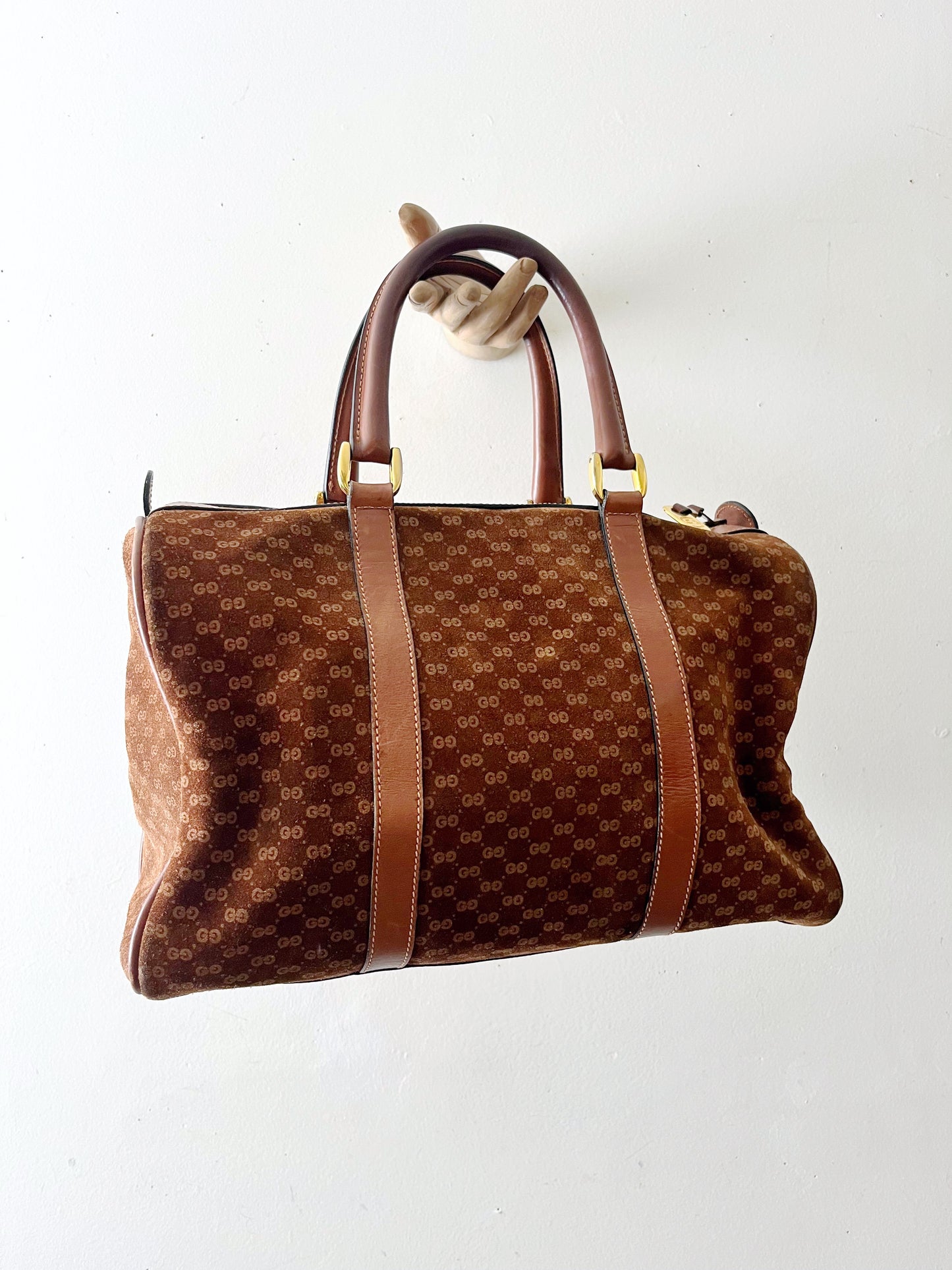 Gucci Suede Boston Handbag Purse