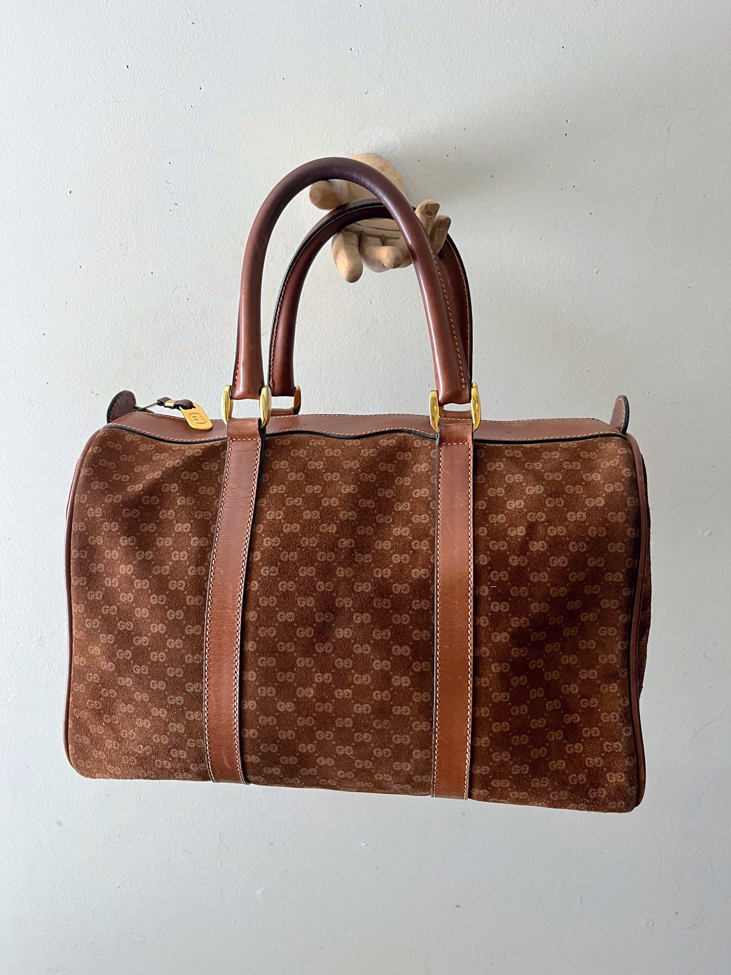 Gucci Suede Boston Handbag Purse