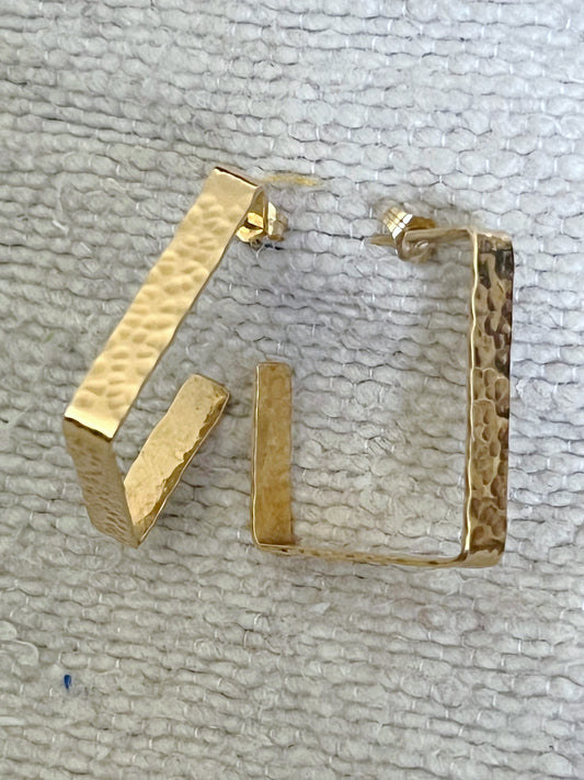 Gold Squared Hoop Earrings
