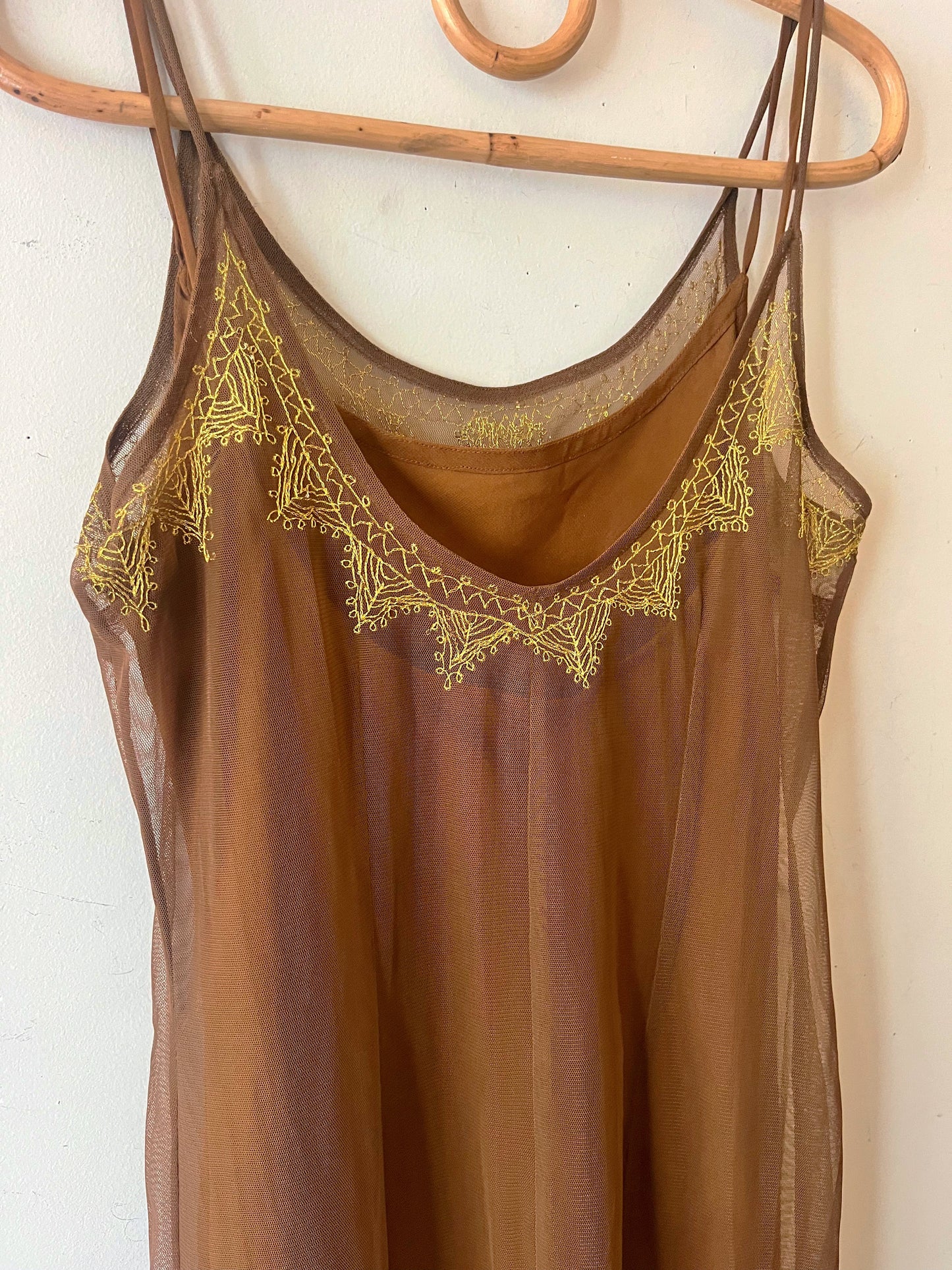 Sheer Metallic Edge Slip Dress| Medium