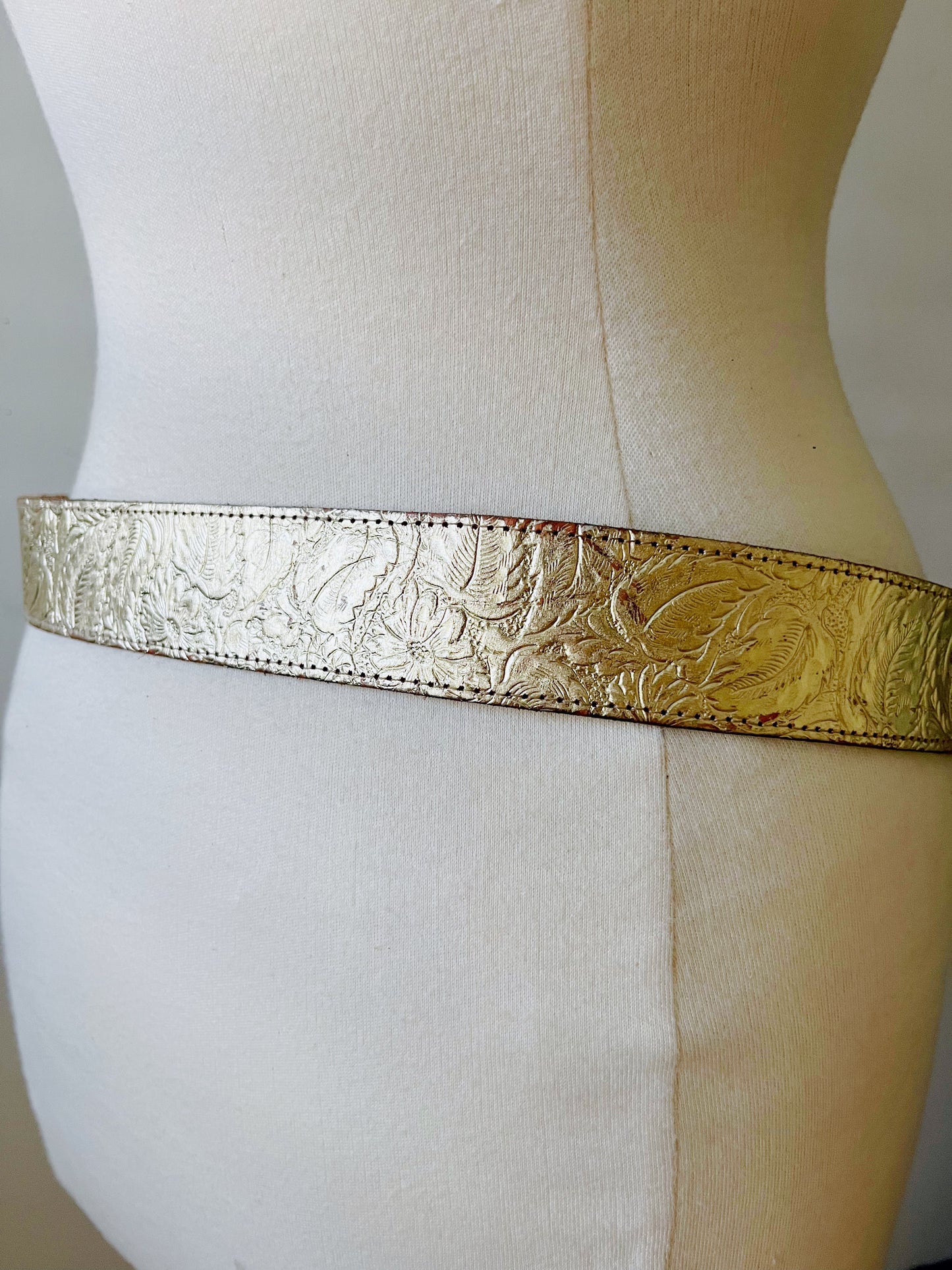 Gold Metallic Leather Belt