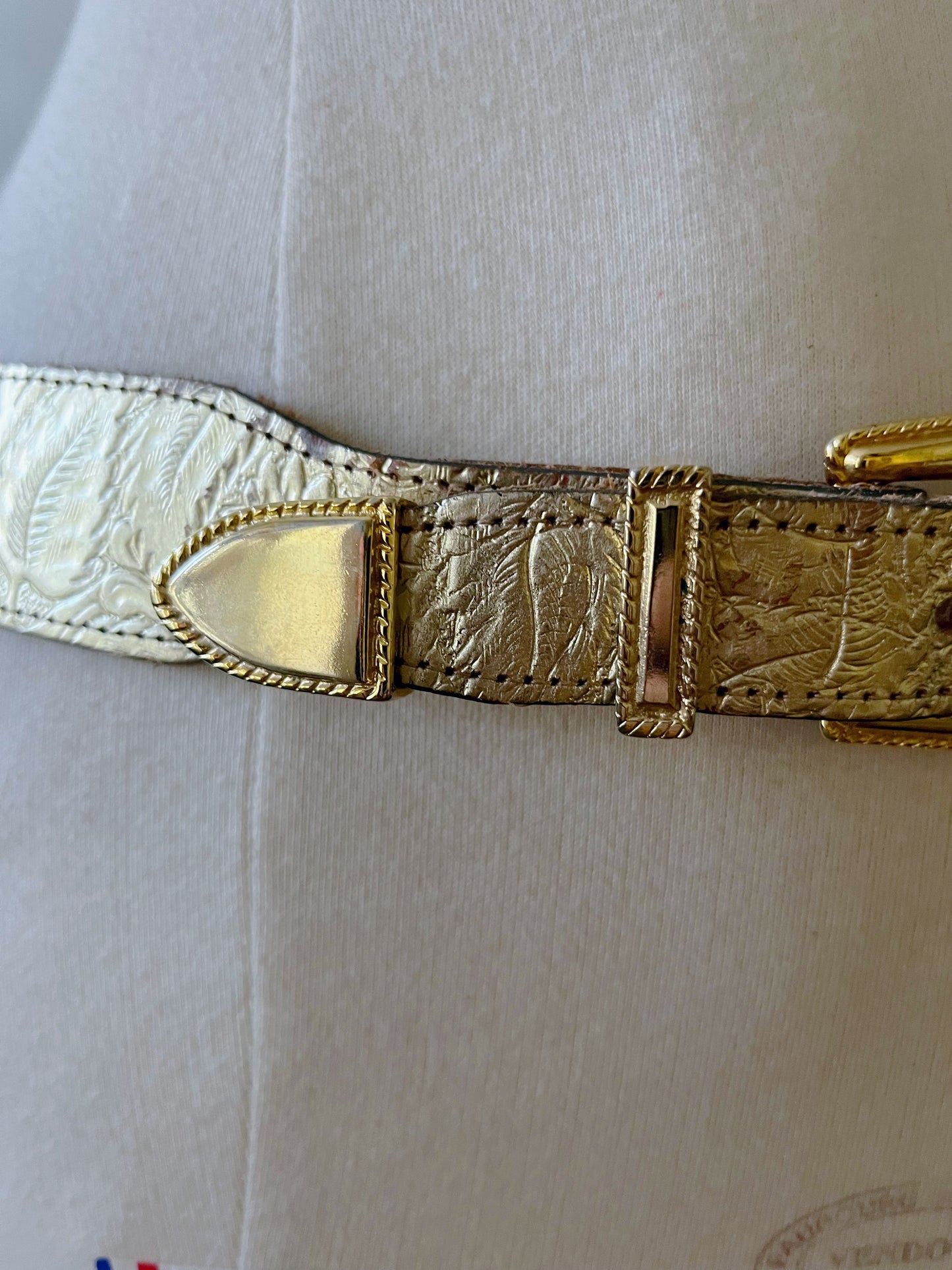 Gold Metallic Leather Belt