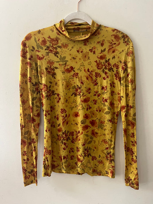 Zara Slinky Floral Mock Neck