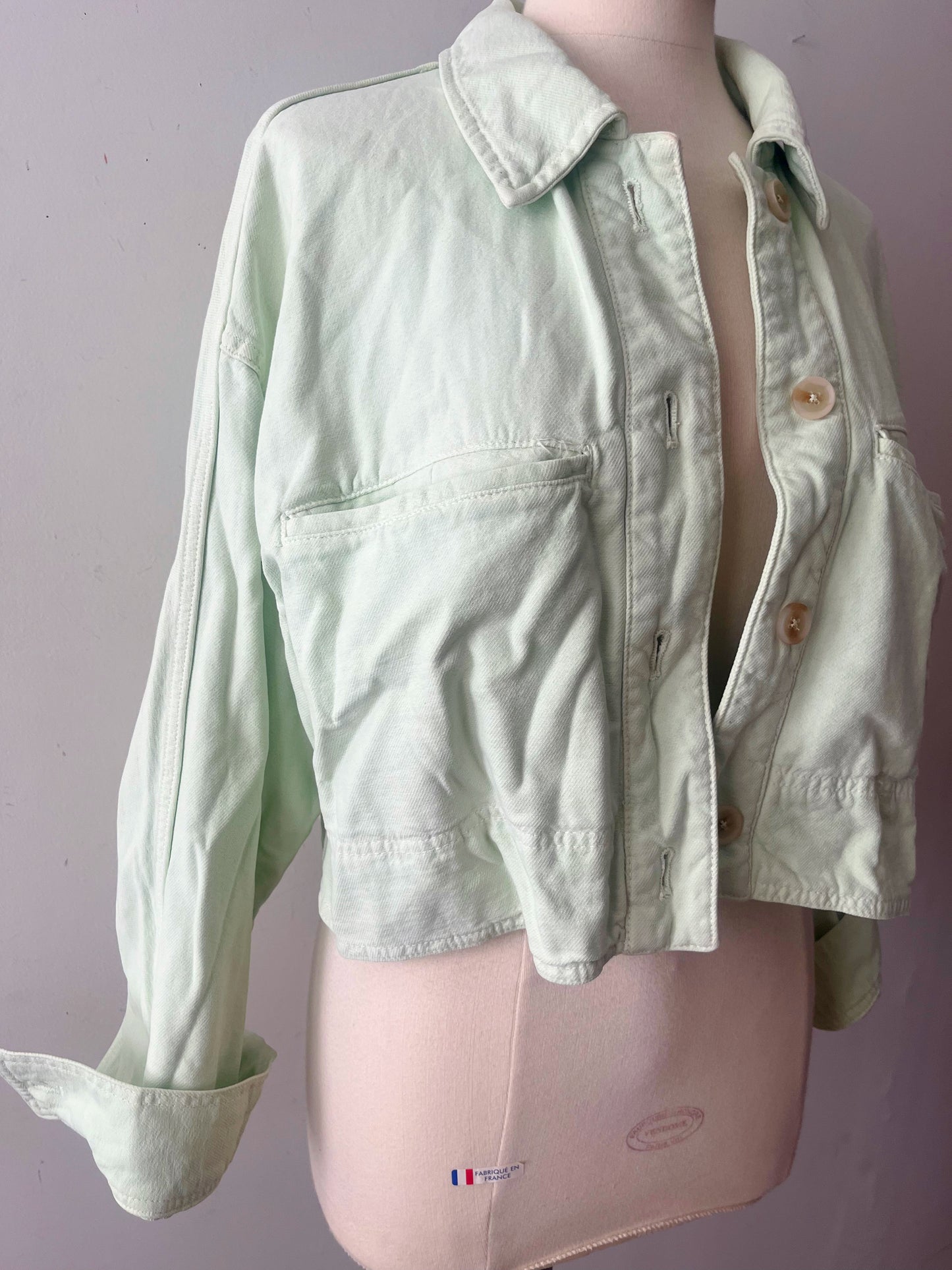 Mint Green Soft Denim Jacket