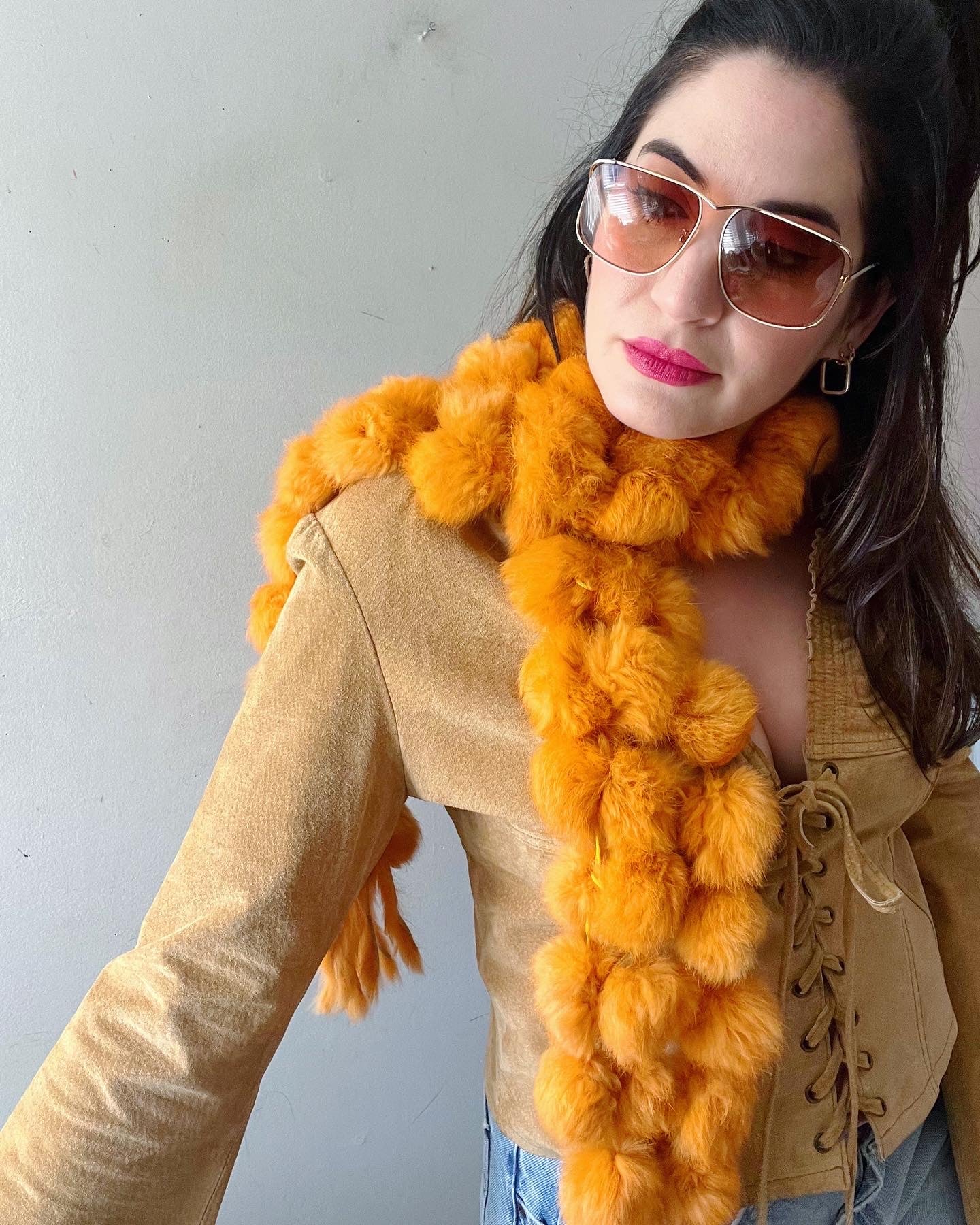 Pom Pom Rabbit Scarf Melon