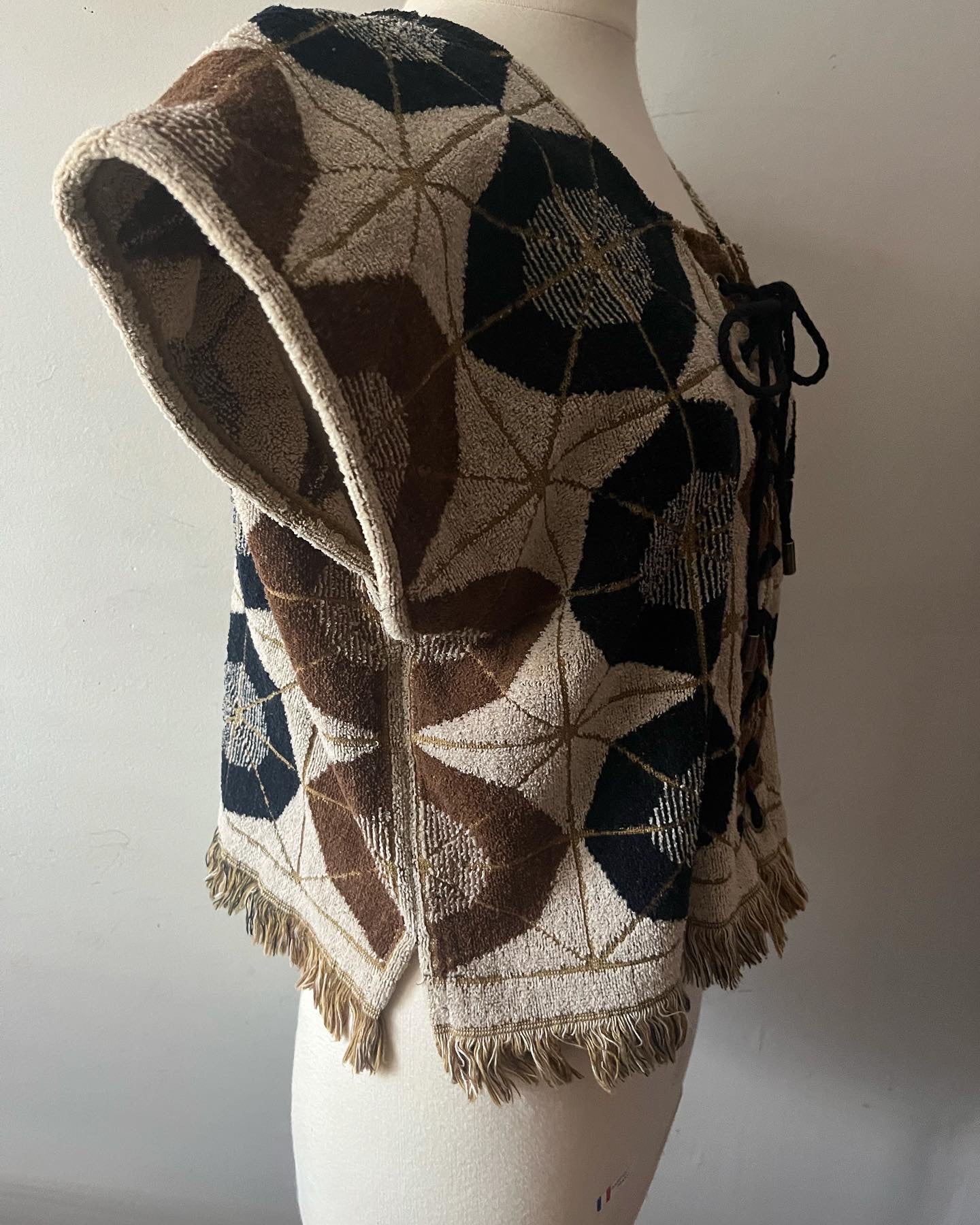 Geometric Neutrals Lace Up Towel Top