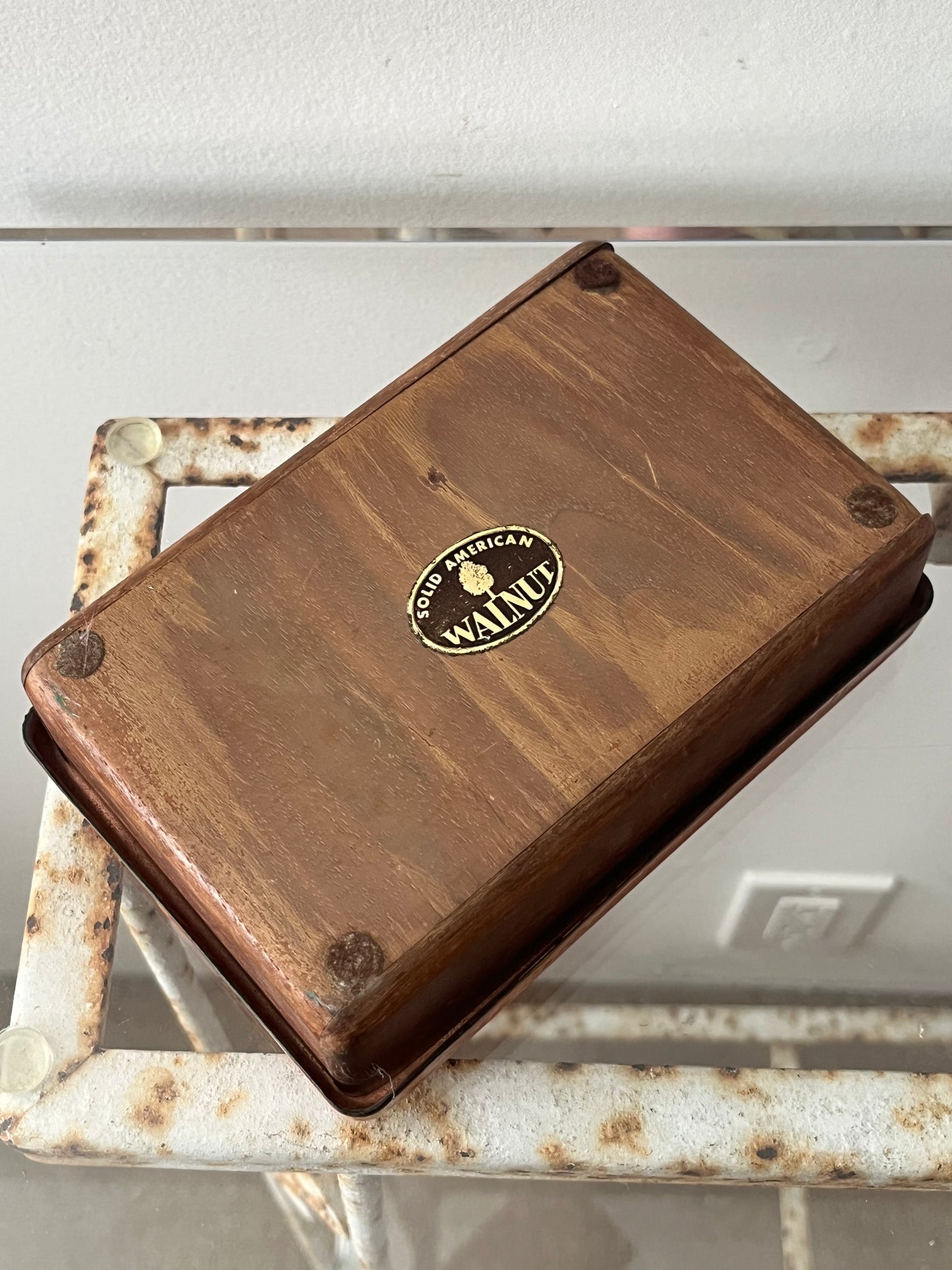 Enamel Walnut Decor Trinket Box
