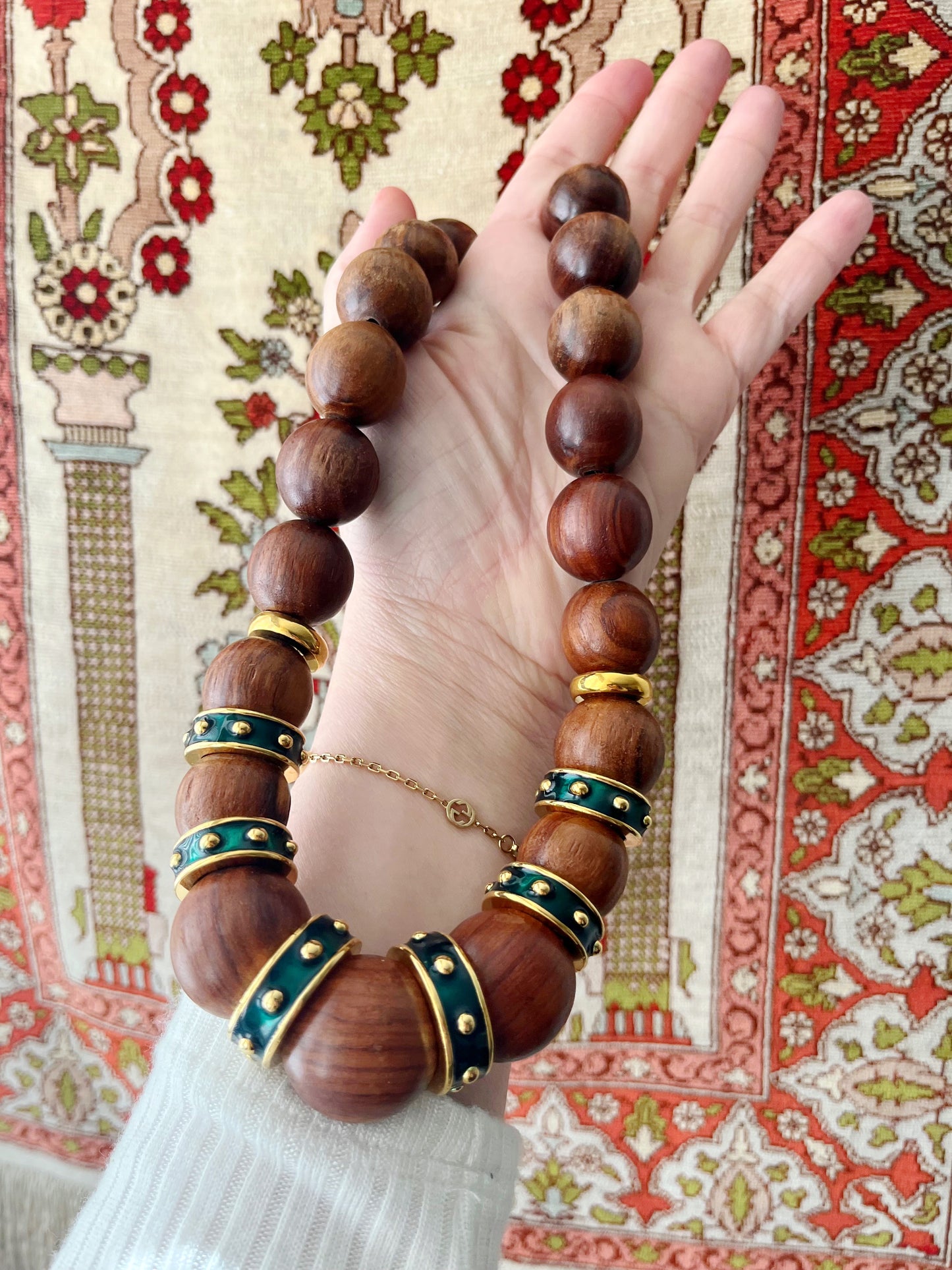 YSL Wood Beaded Necklace