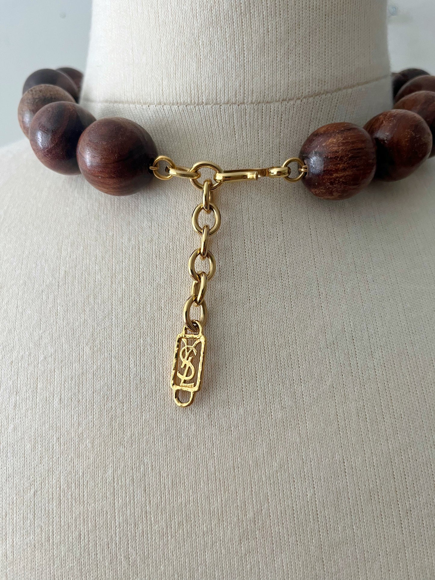 YSL Wood Beaded Necklace