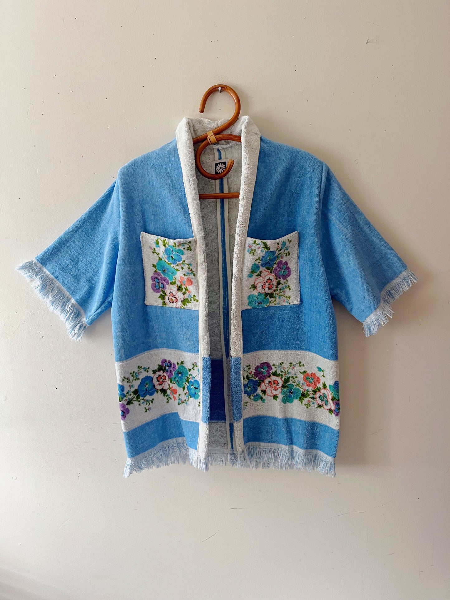 Blue Pansies Open Towel Jacket