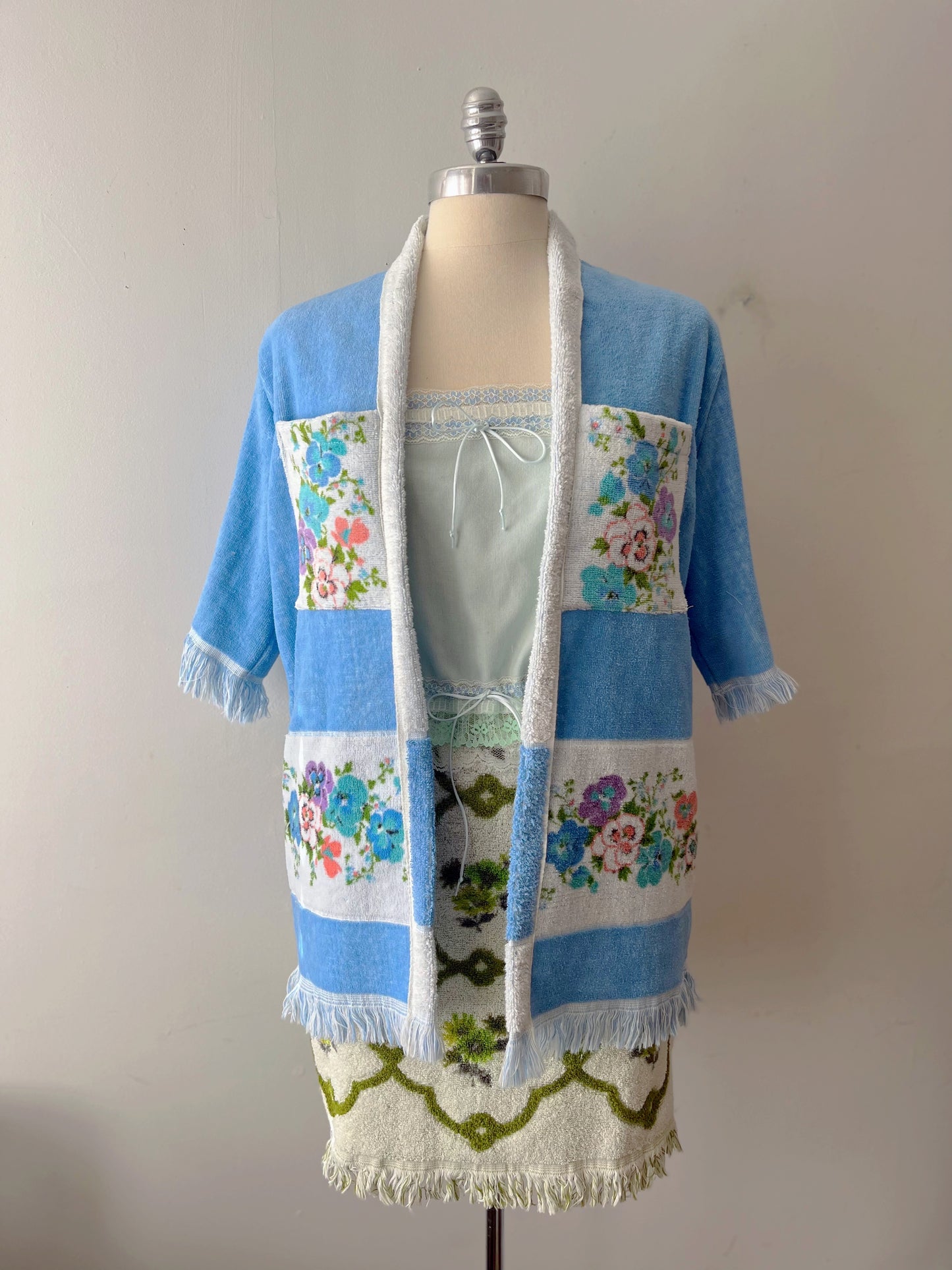 Blue Pansies Open Towel Jacket