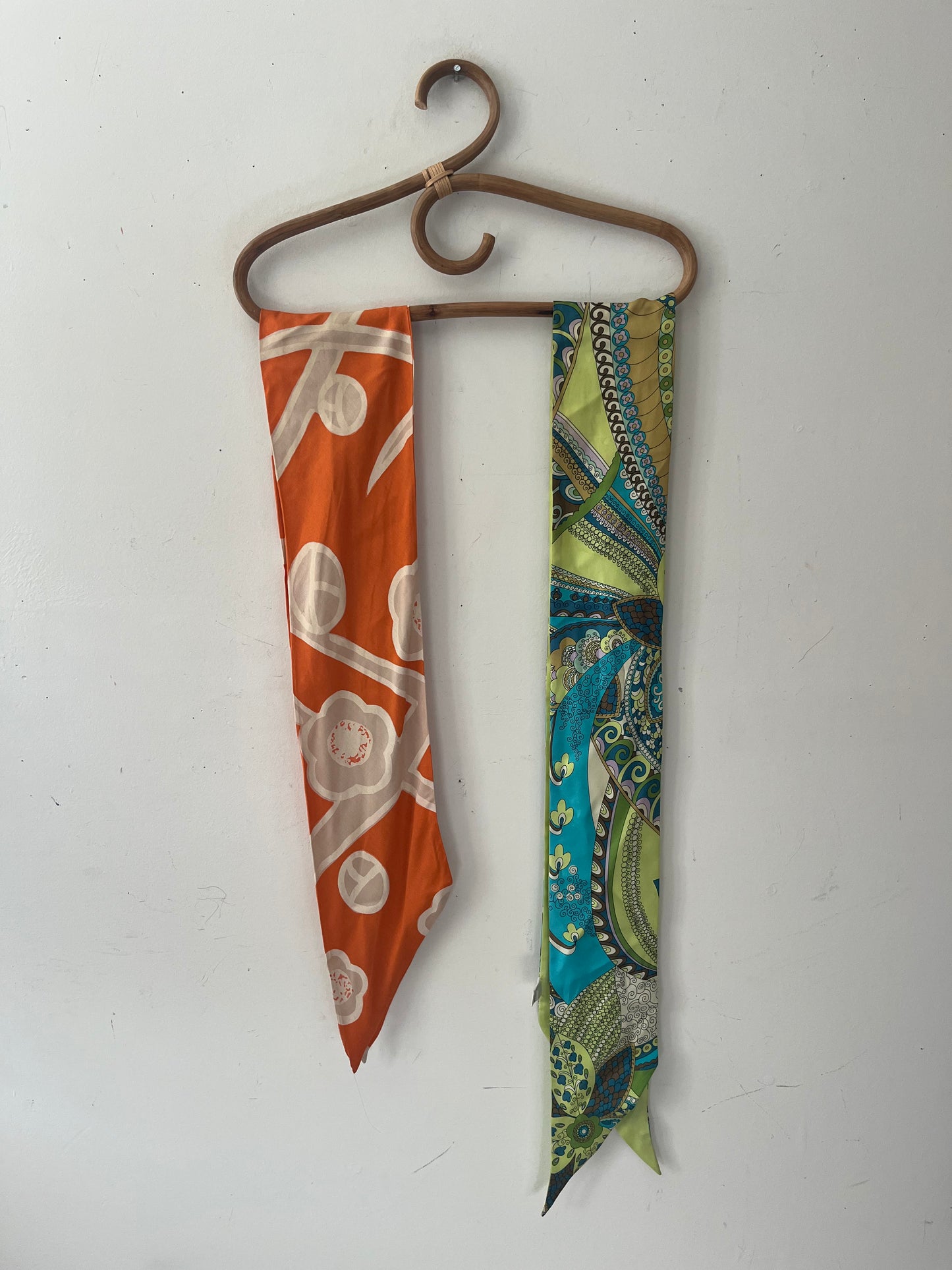 Orange Floral Skinny Scarf Hair Wrap