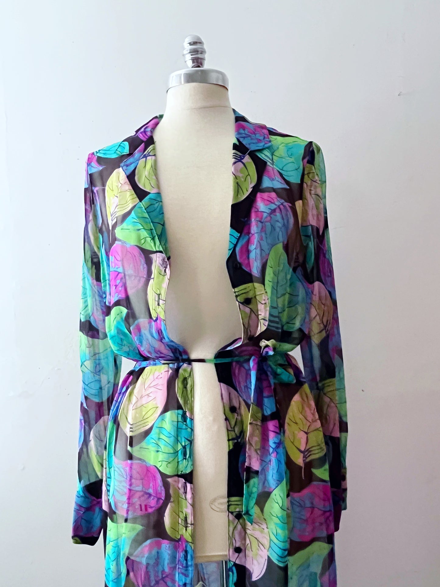Betsey Johnson Sheer Silk Watercolor Dress Duster