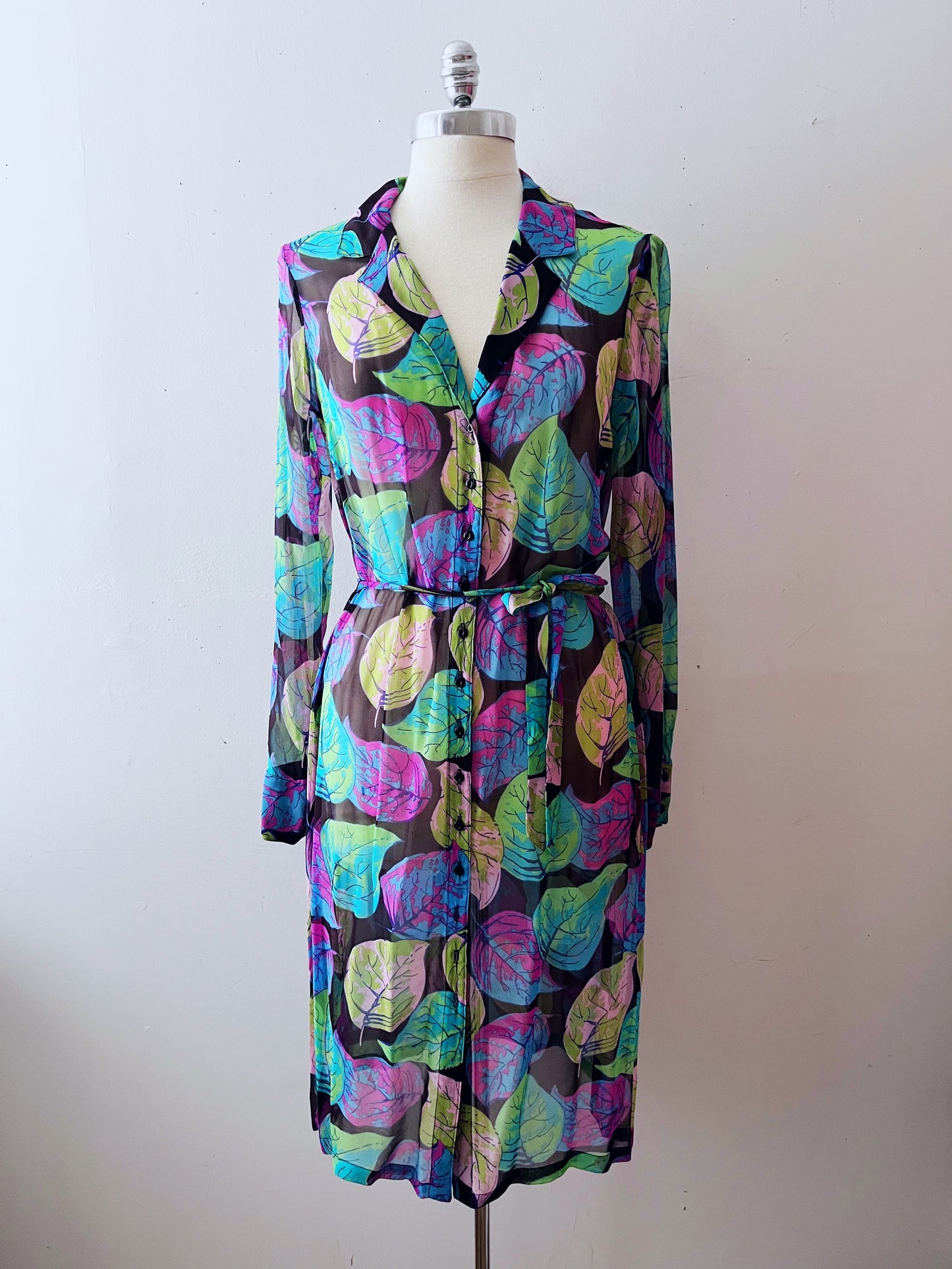 Betsey Johnson Sheer Silk Watercolor Dress Duster