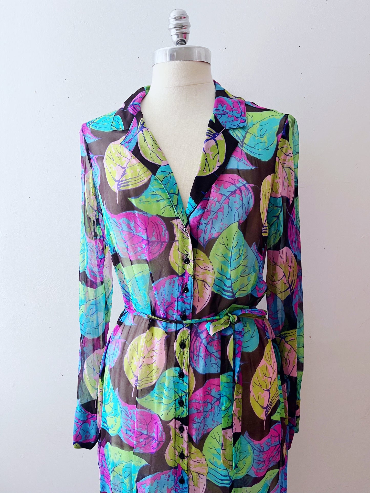 Betsey Johnson Sheer Silk Watercolor Dress Duster