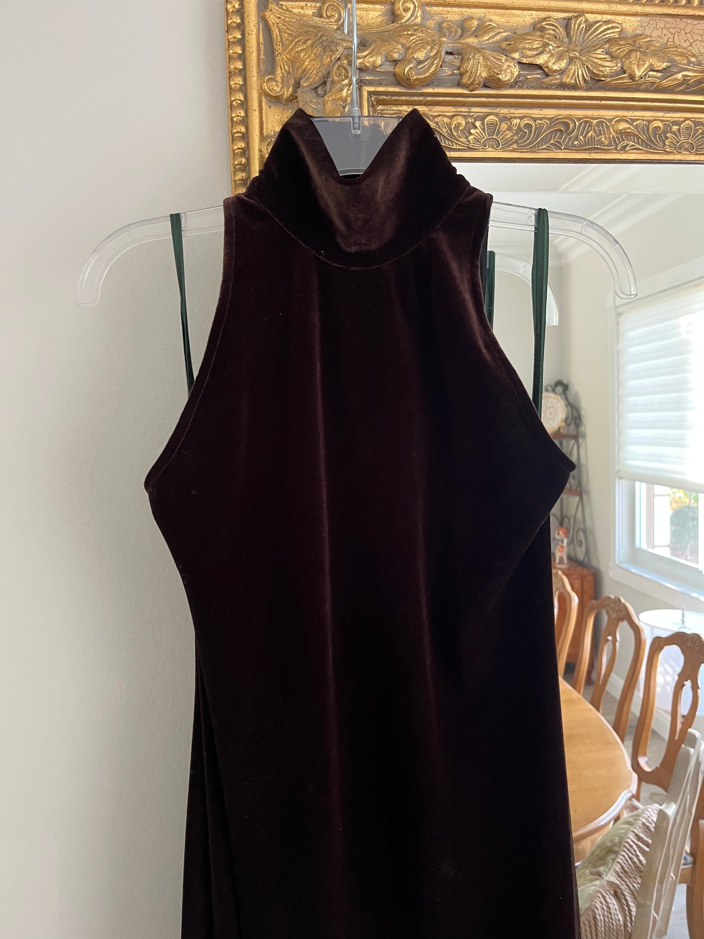 Velvet Mock Neck Sleeveless Long Dress