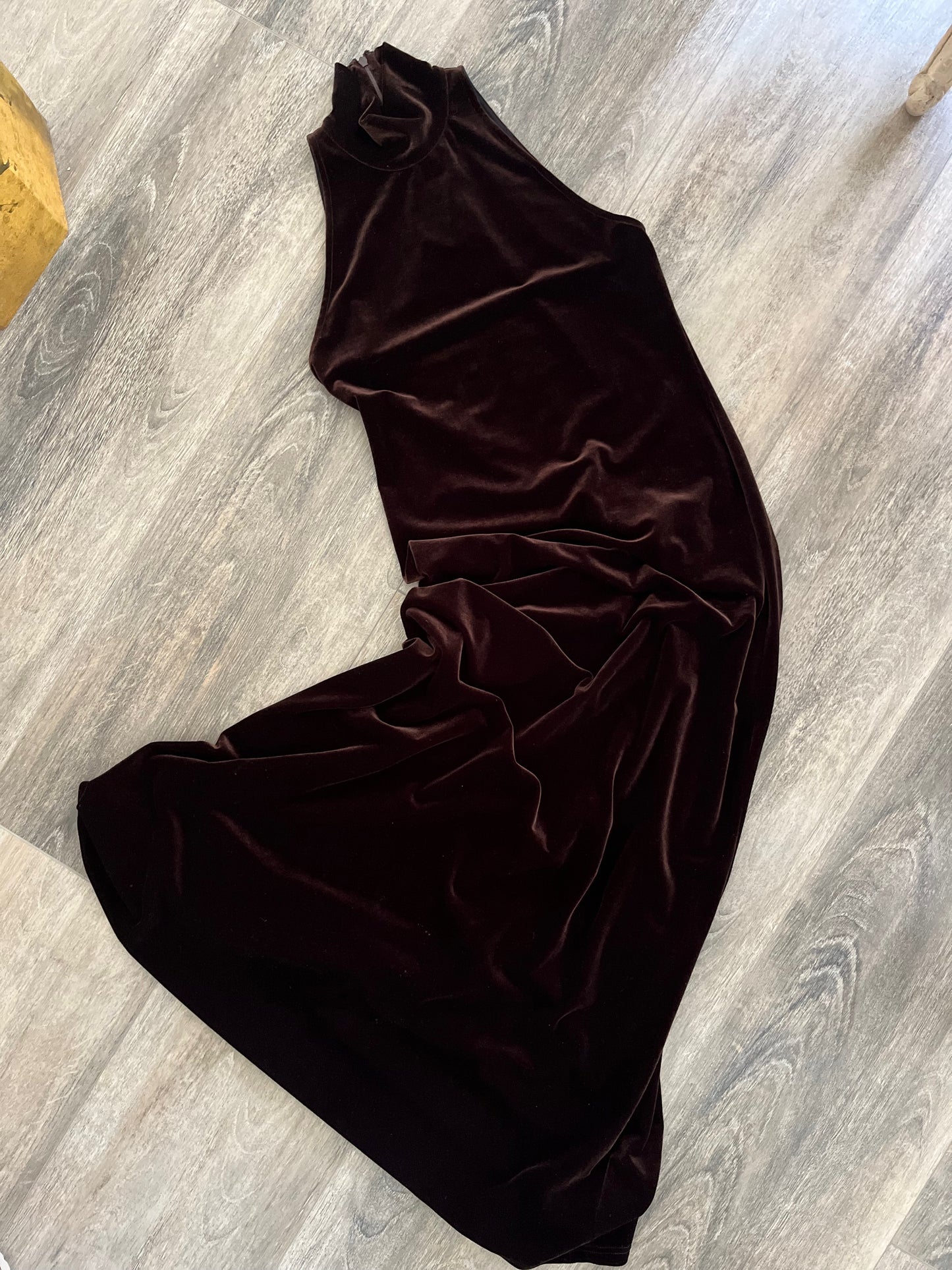 Velvet Mock Neck Sleeveless Long Dress