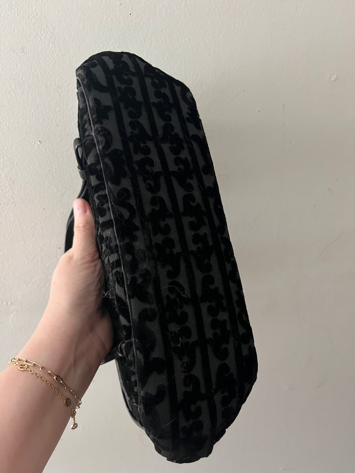 Velvet Damask Leather Handbag Purse