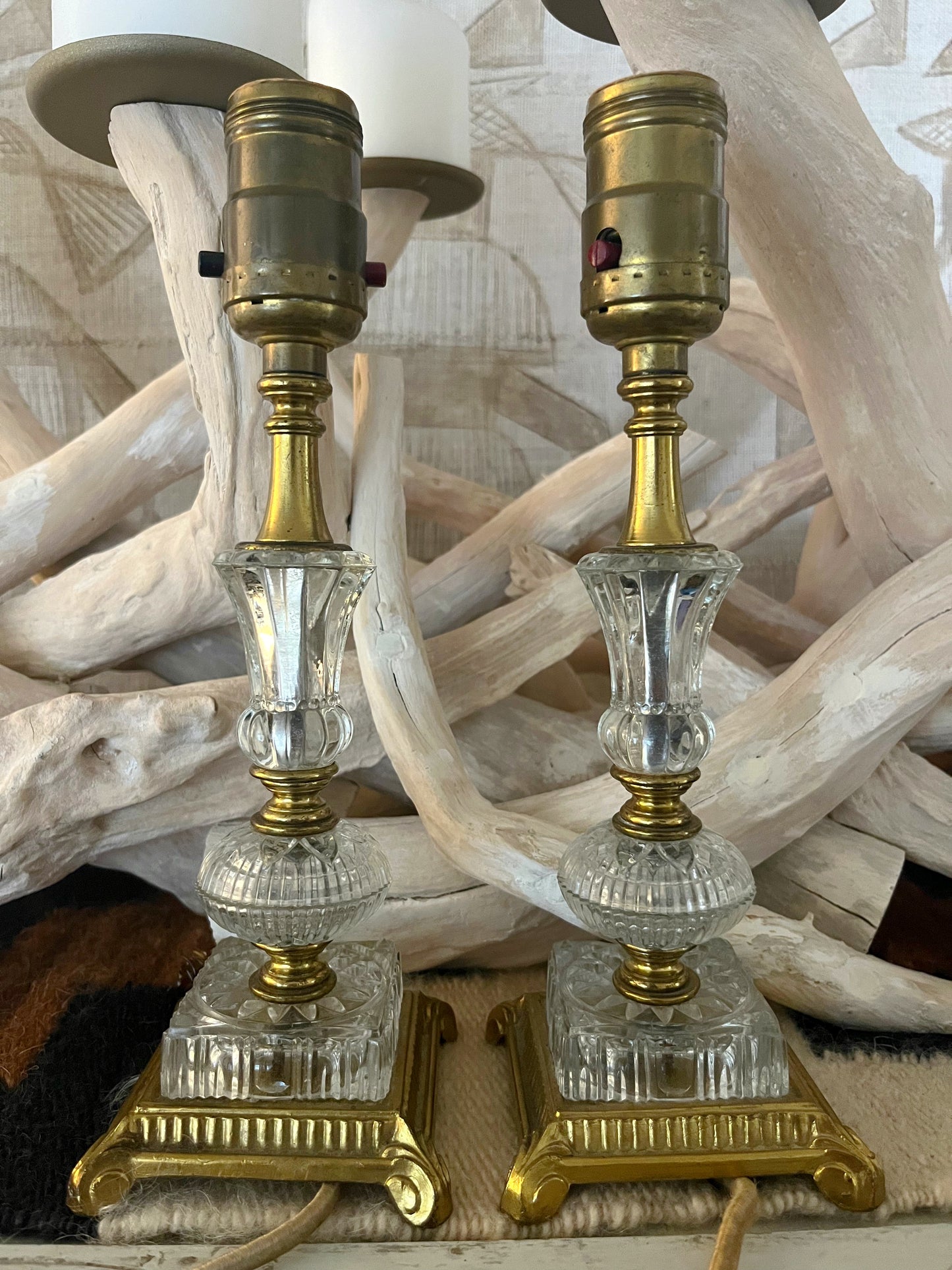 Crystal Boudoir Lamps Pair