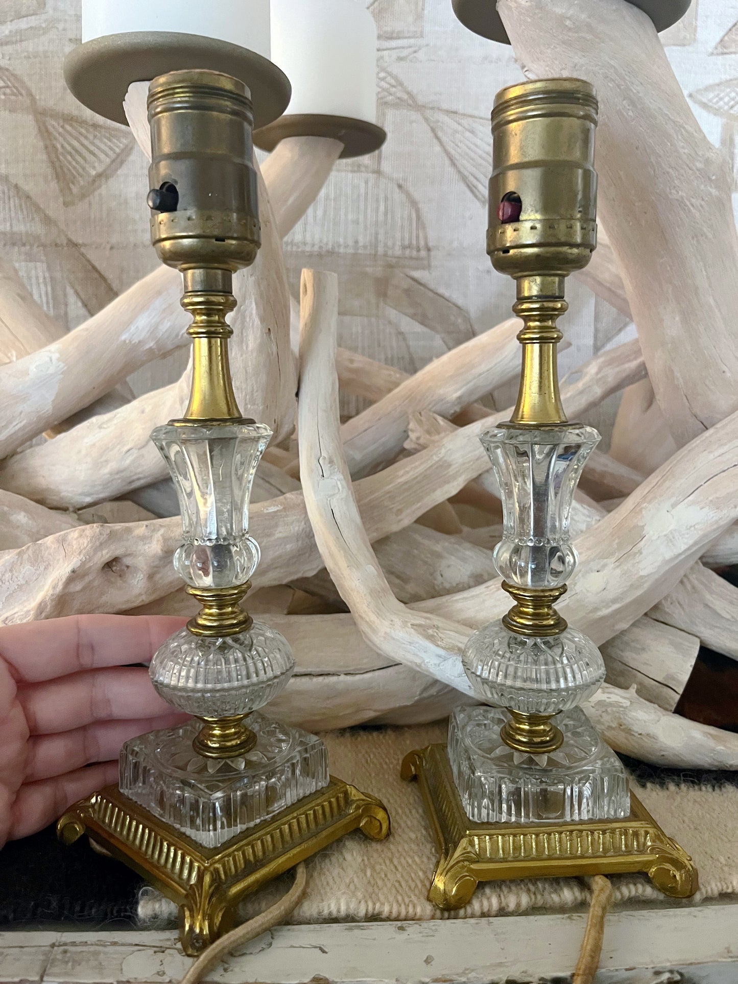 Crystal Boudoir Lamps Pair