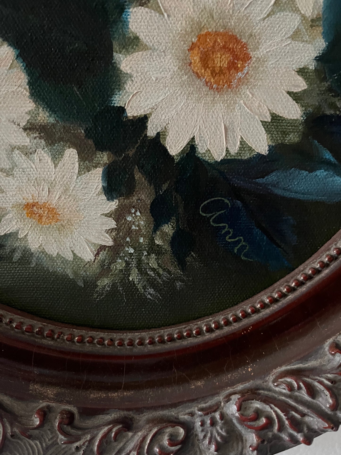 Mid Century Bluey Daisy Painting