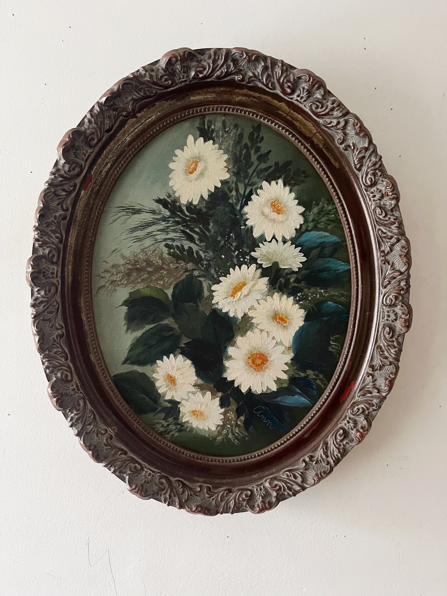 Mid Century Bluey Daisy Painting