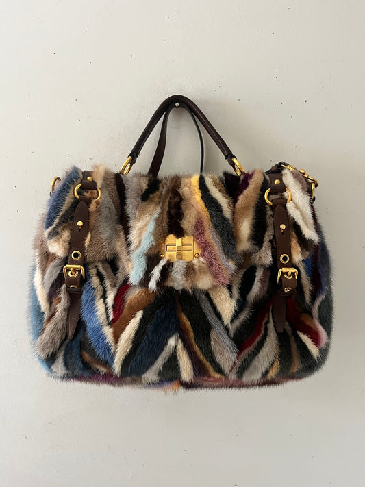 Miu Miu Minx Fur Chevron Purse
