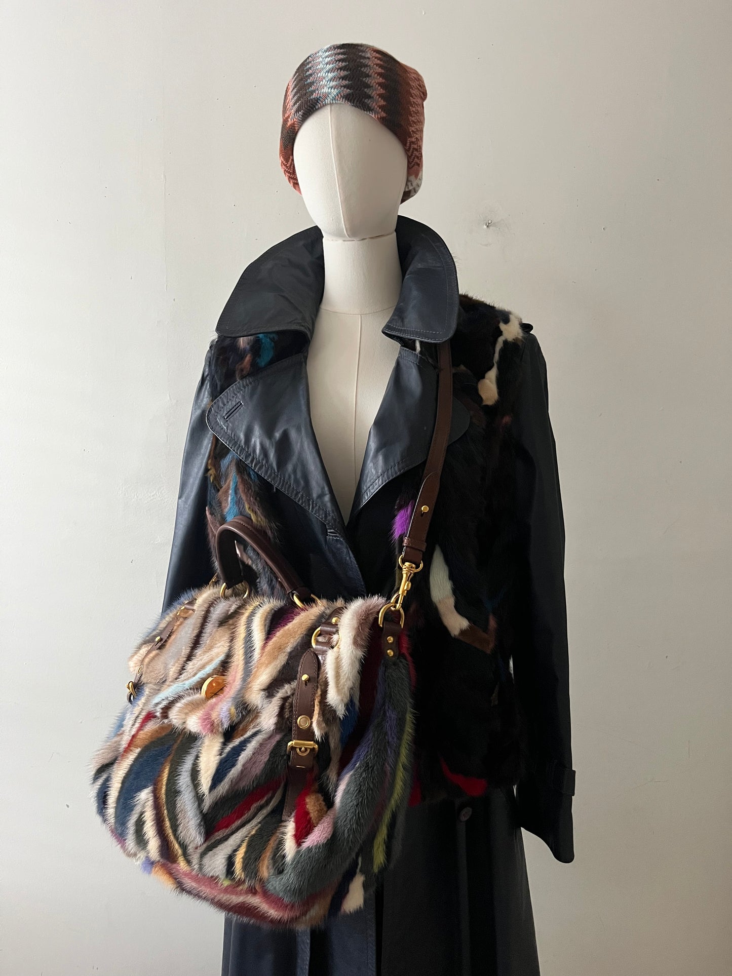 Miu Miu Minx Fur Chevron Purse