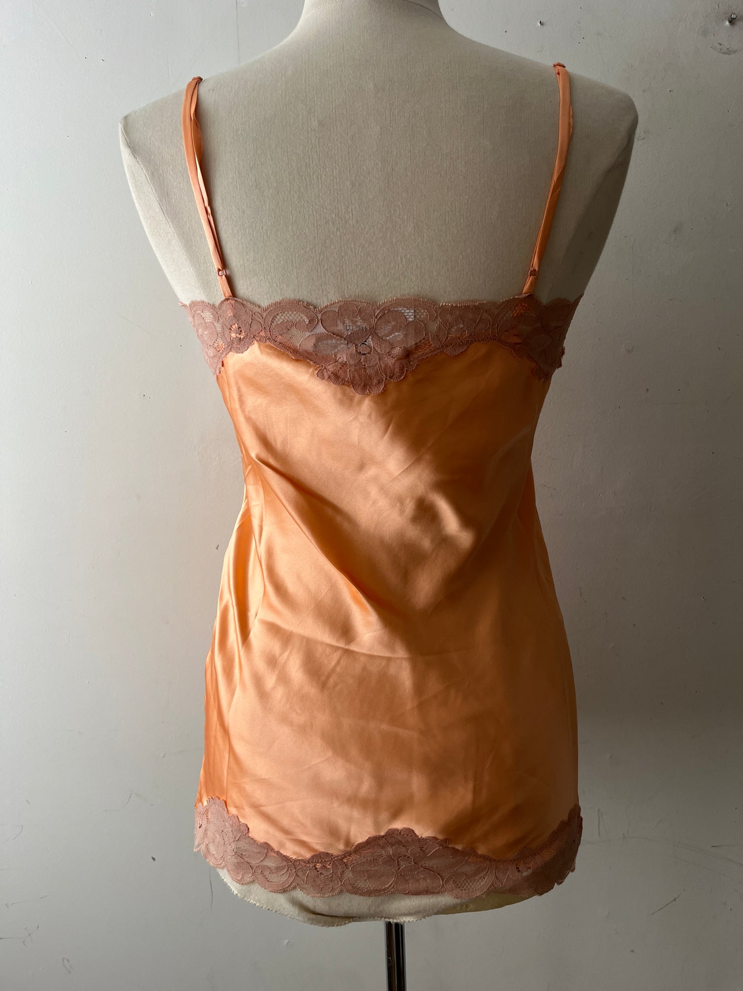 Silk Lace-Trim Long Cami Top| Small