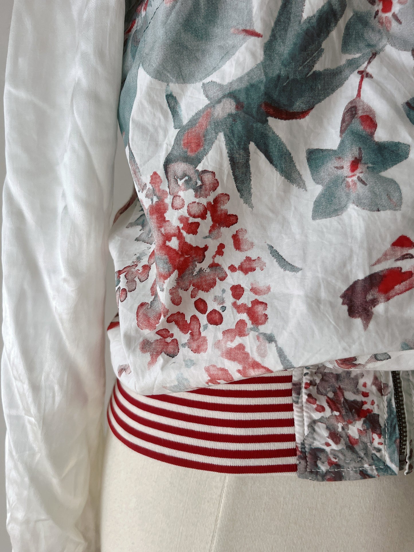 Digital Watercolor Rose Floral Bomber Jacket| S/M