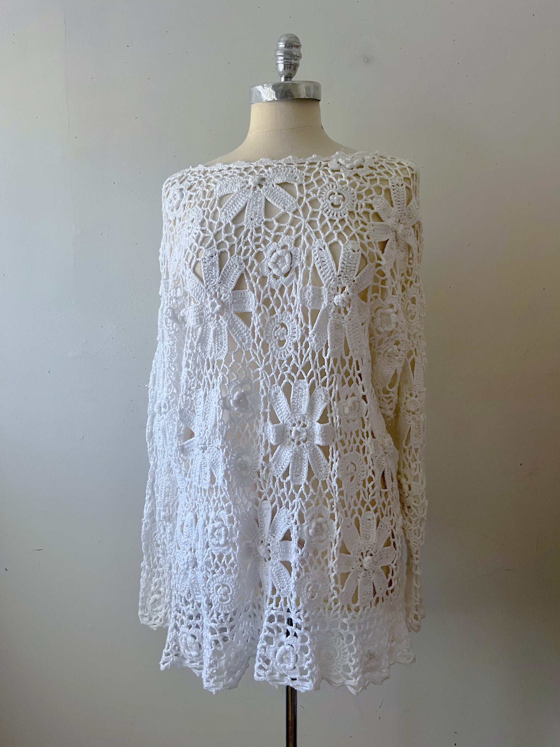 Crochet Pearl Beaded Dress| Large TEXTILE STORIE Crochet Pearl Beaded Dress| Large TEXTILE STORIE