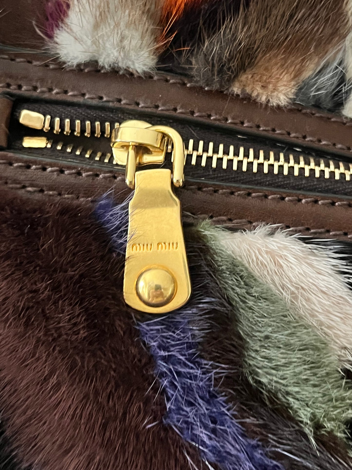 Miu Miu Minx Fur Chevron Purse