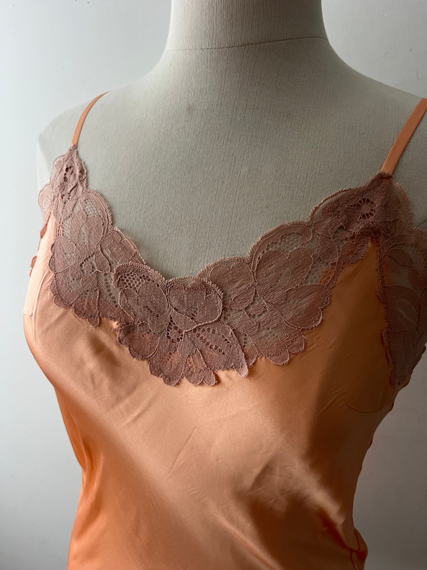 Silk Lace-Trim Long Cami Top| Small