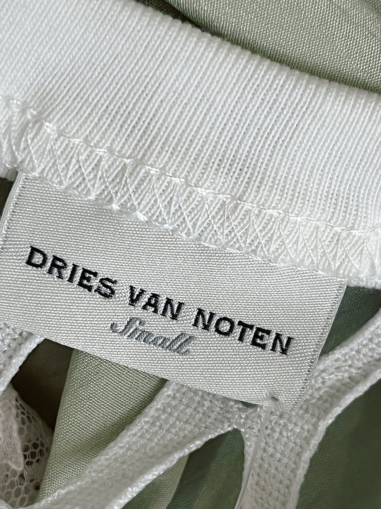 Dries Van Noten Ivory Fishnet Lattice Cutout Dress| Multi-size