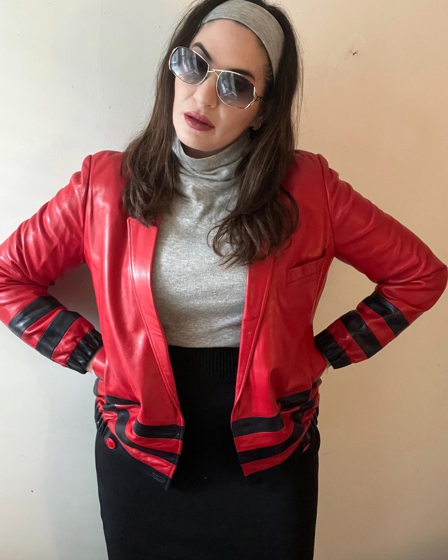 Red Striped Leather Jacket