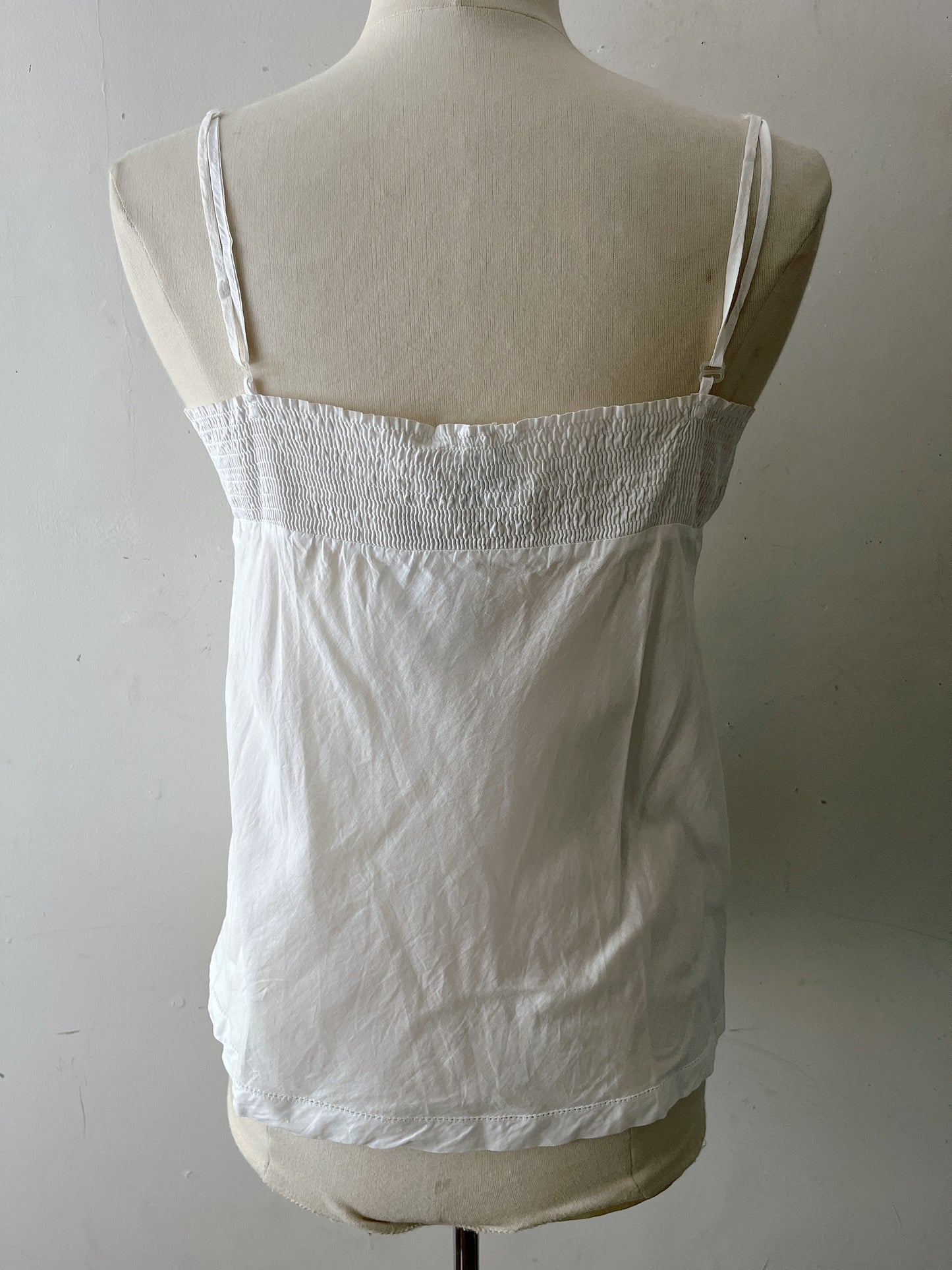 Sal May White Cotton Crochet Lace Tank| Medium