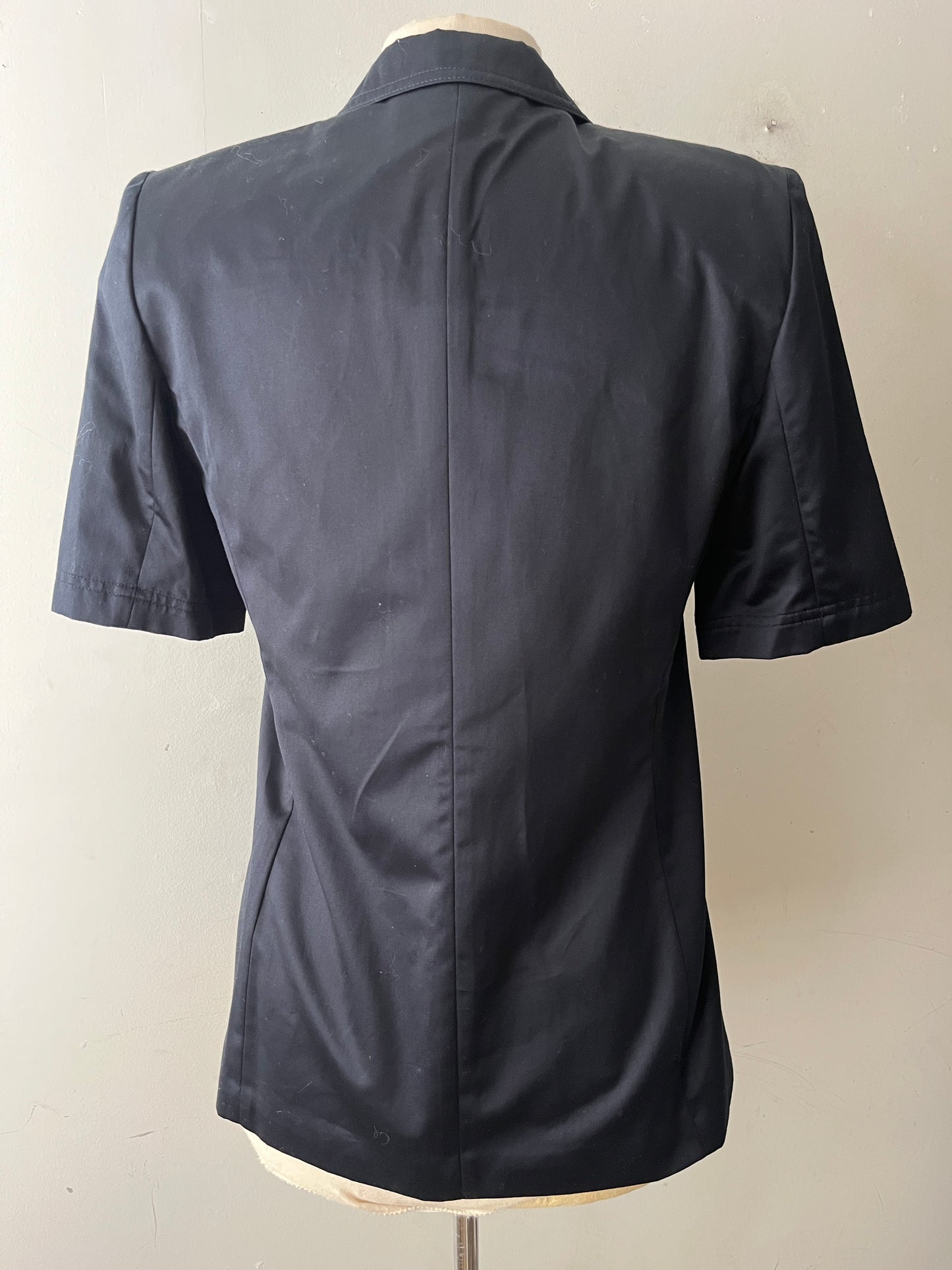 Escada Black Satine Cotton Short Sleeve Blazer| S/M