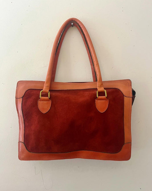 Rust Suede Leather Handbag